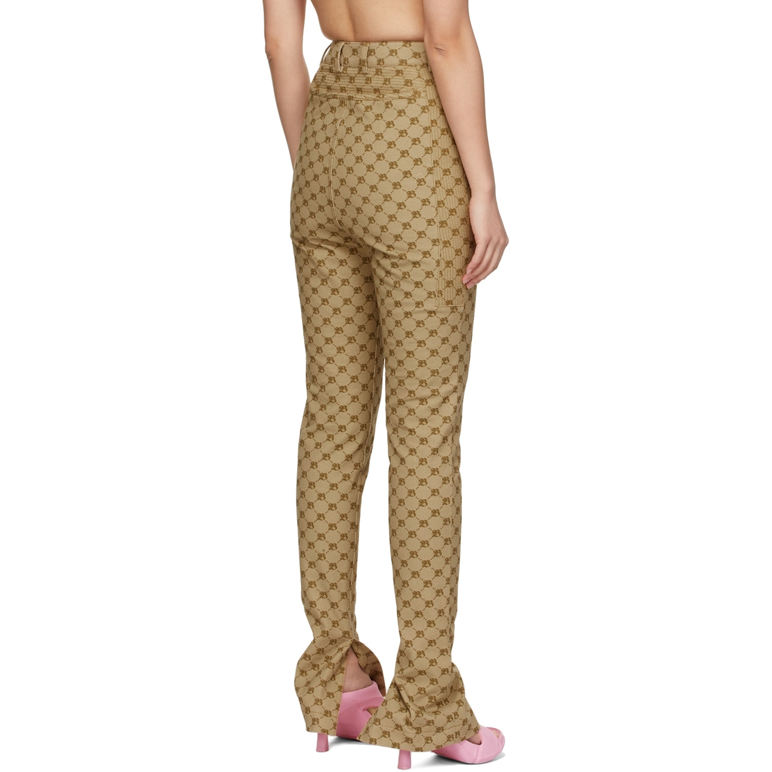  Bonbom Beige Monogram Slit Bottom Jeans 