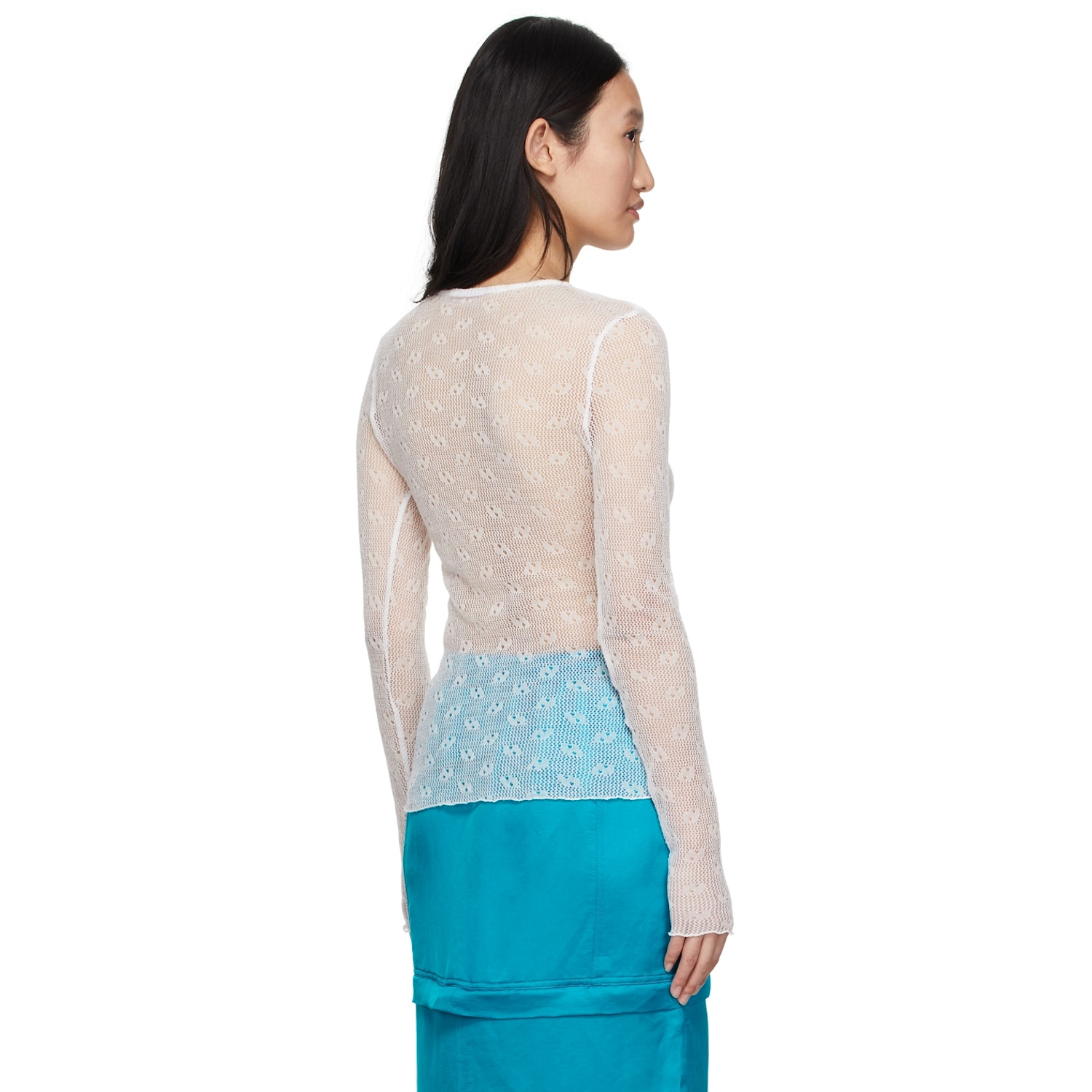  Bonbom White Mesh Long Sleeve T-shirt 