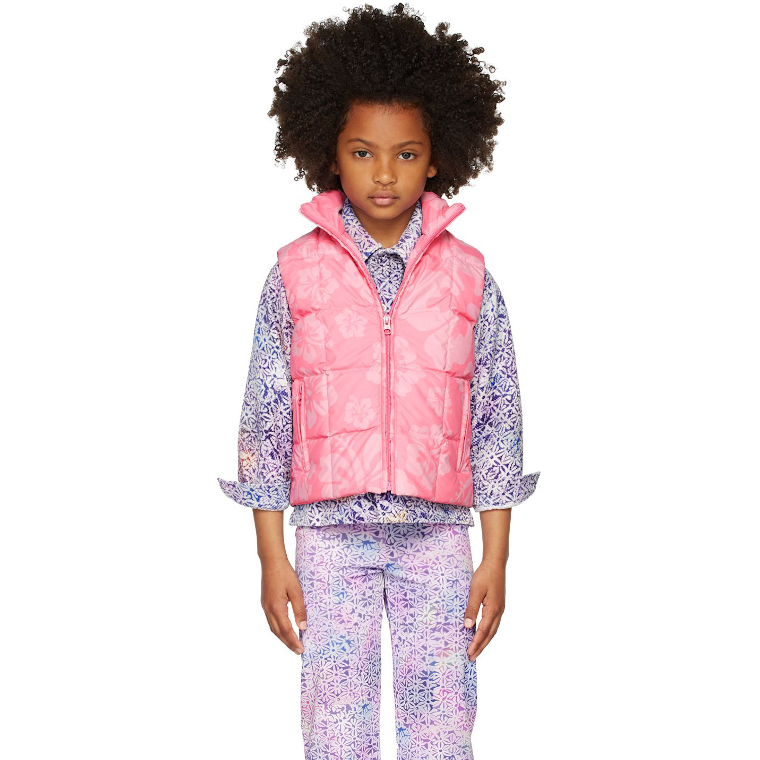 Erl Kids Pink Down Hibiscus Vest 