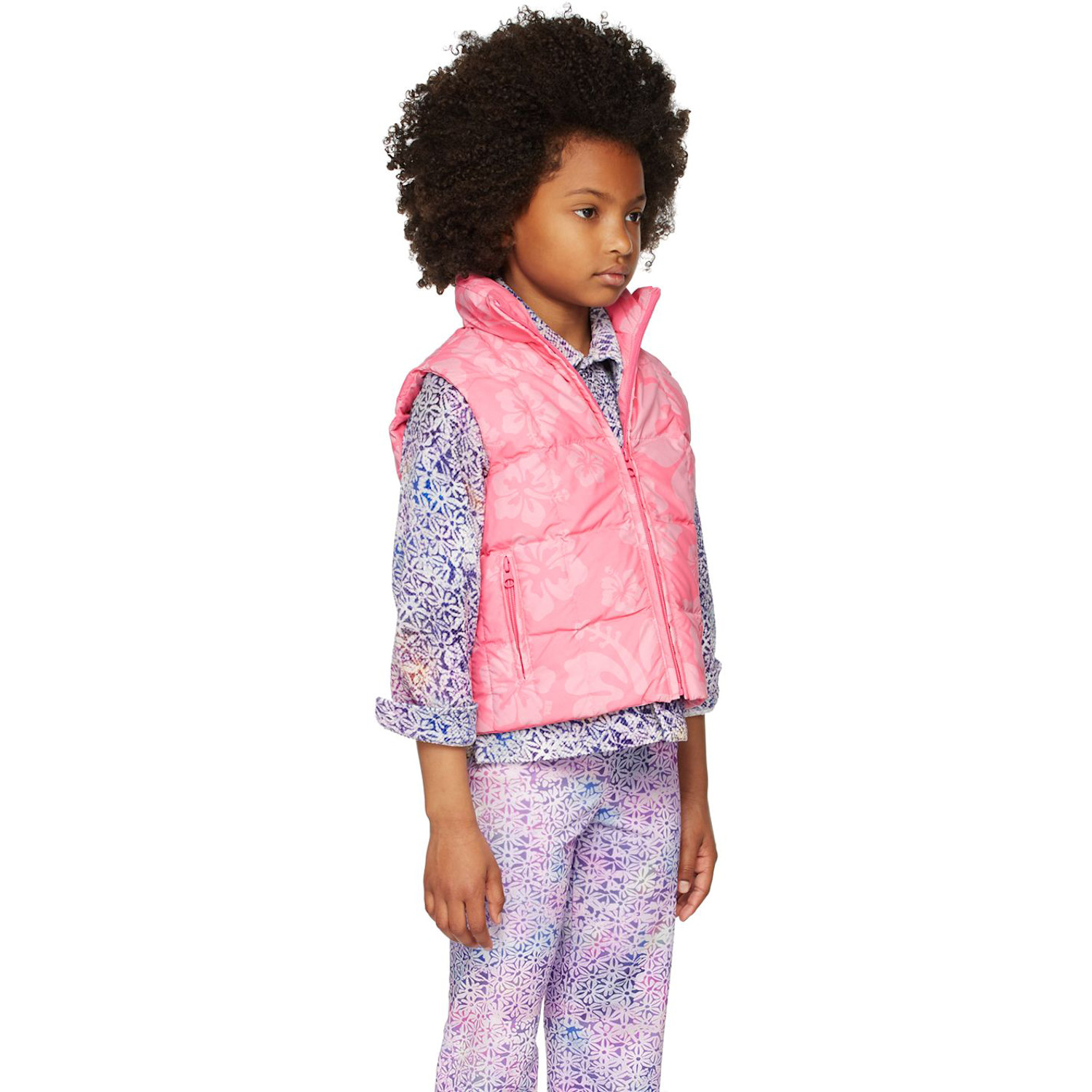  Erl Kids Pink Down Hibiscus Vest 