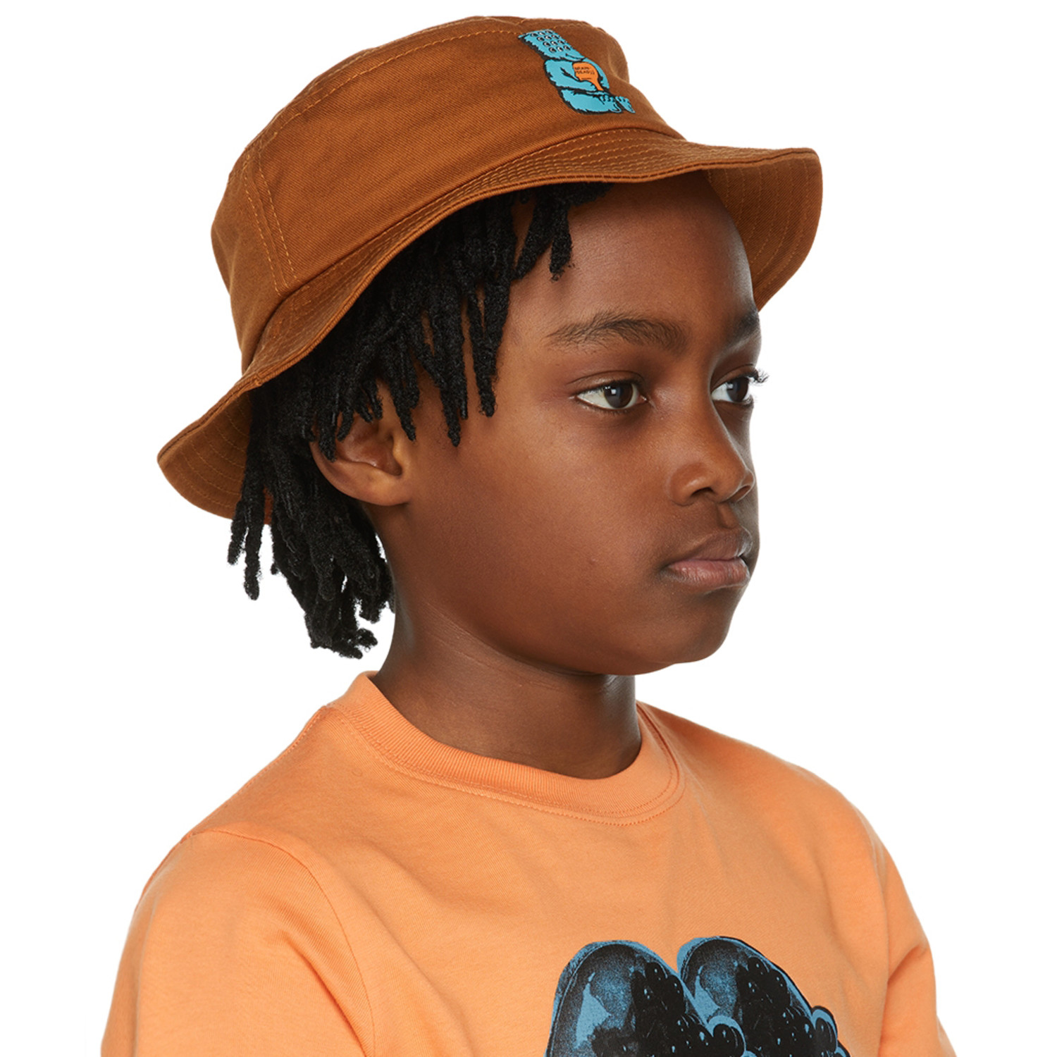  Brain Dead Ssense Exclusive Kids Orange Bear Brain Bucket Hat 