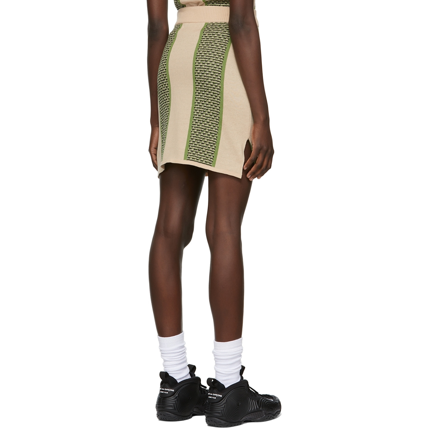  Ahluwalia Beige & Green Textured Knit Skirt 