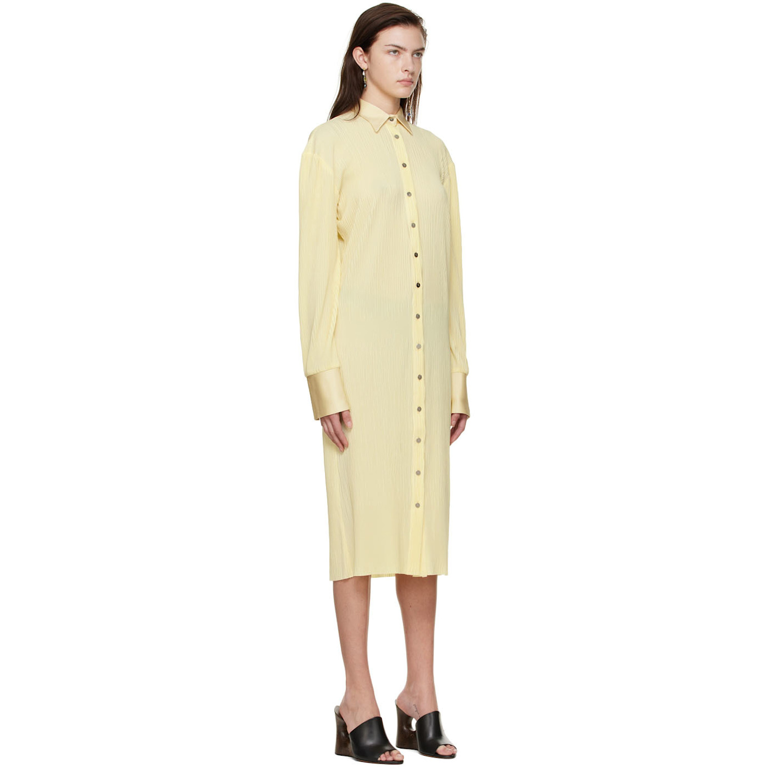  Atlein Yellow Polyester Midi Dress 