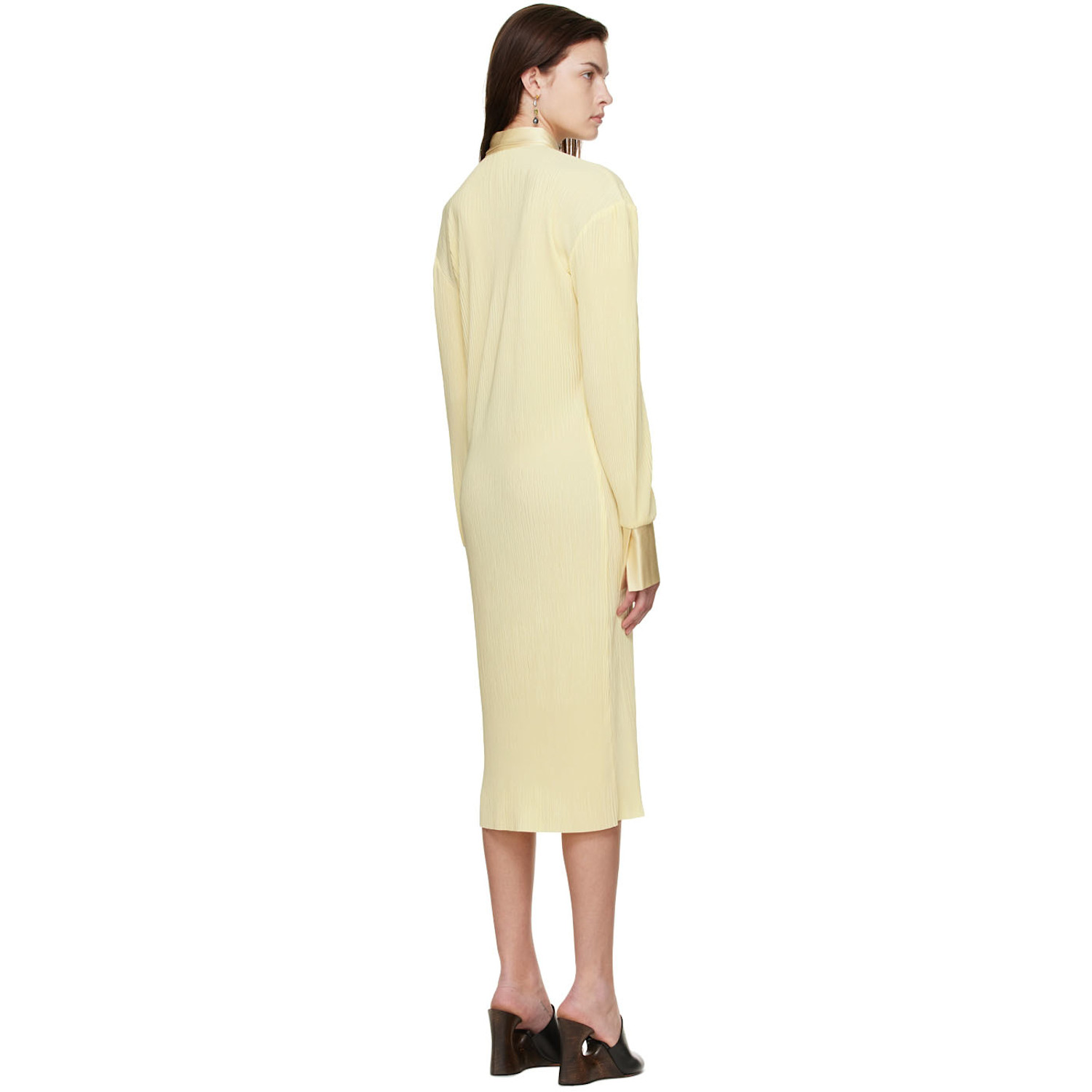  Atlein Yellow Polyester Midi Dress 