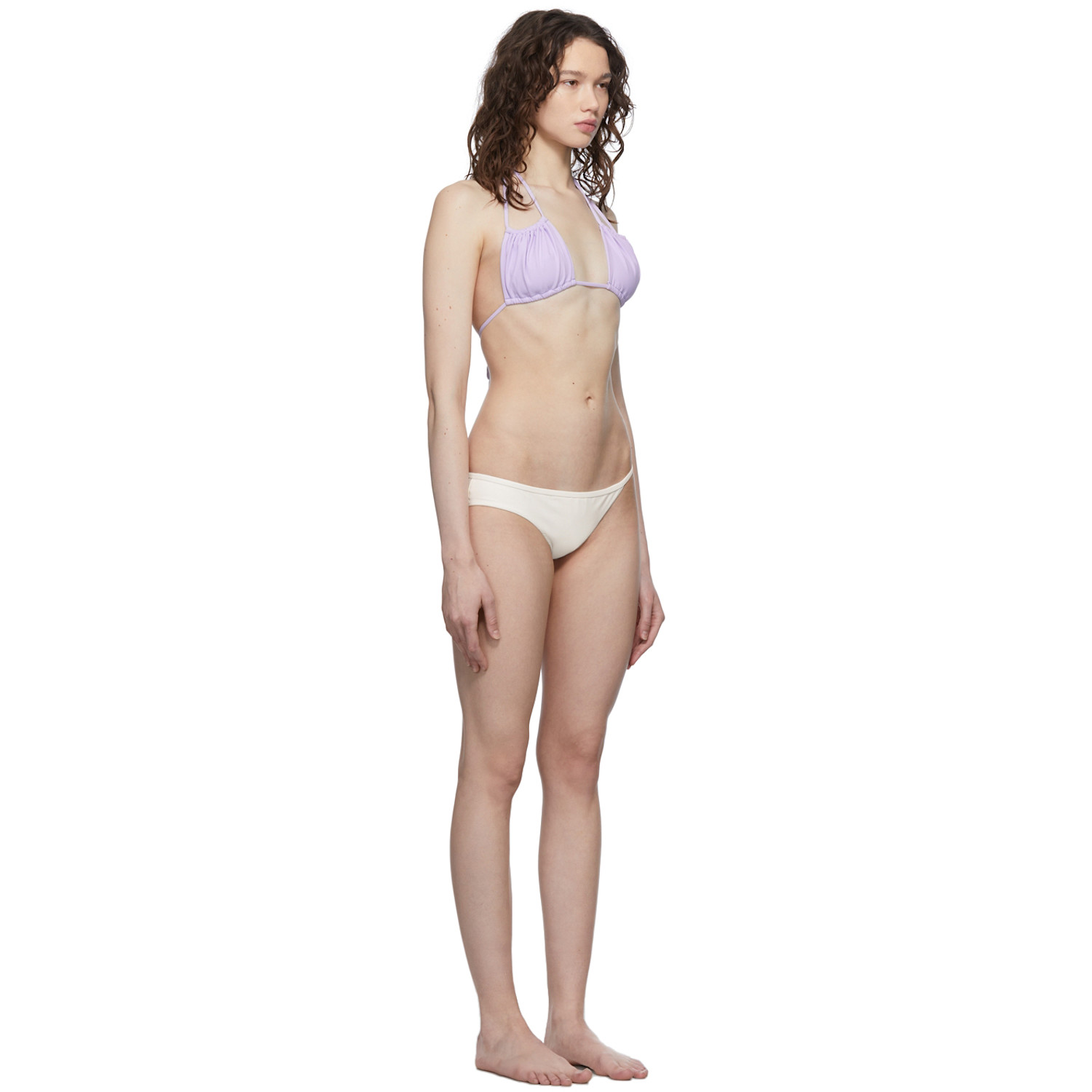  Christopher Esber Purple & White Ruched Double Strap Bikini 