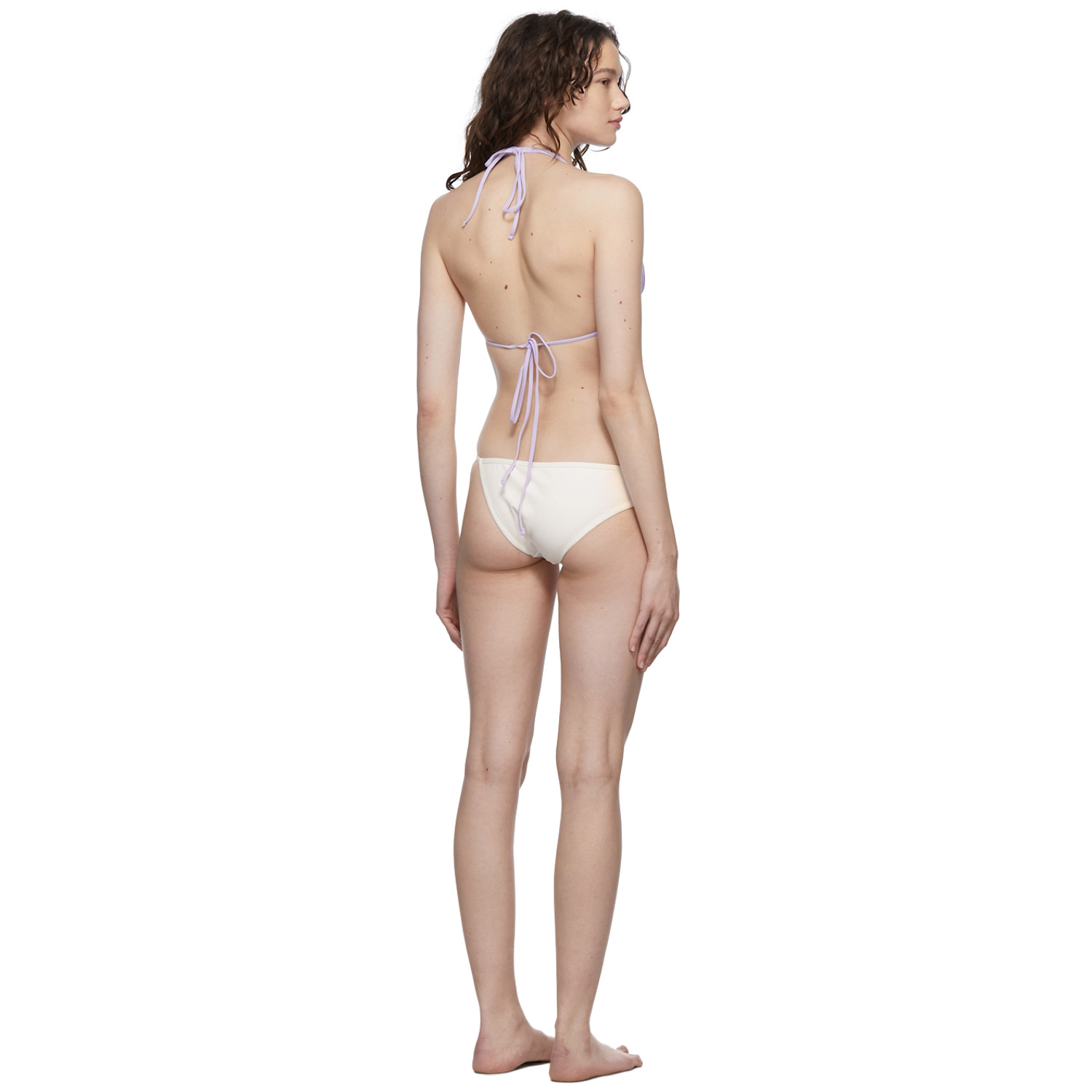  Christopher Esber Purple & White Ruched Double Strap Bikini 