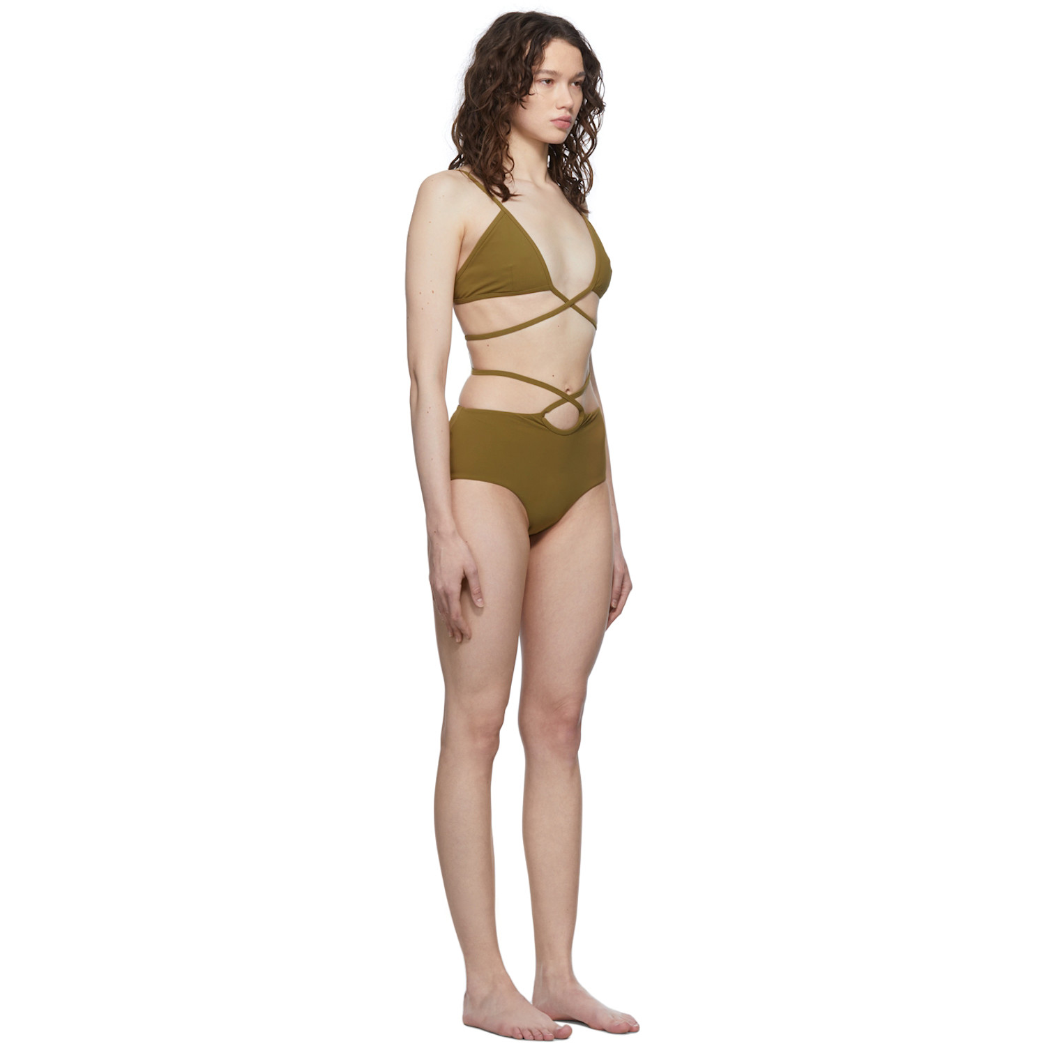  Christopher Esber Khaki Looped Tie Bikini 