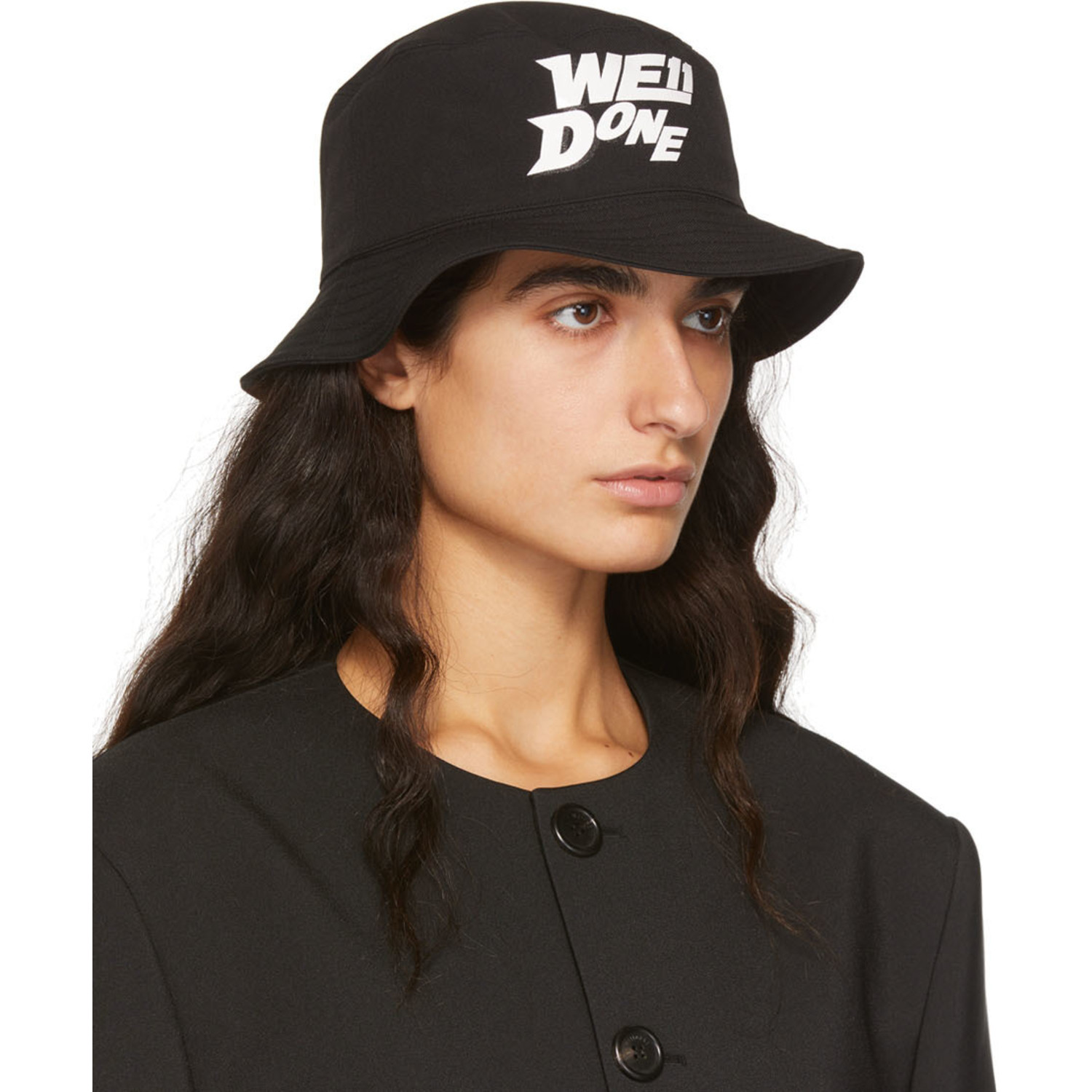  We11done Black Basic Logo Bucket Hat 