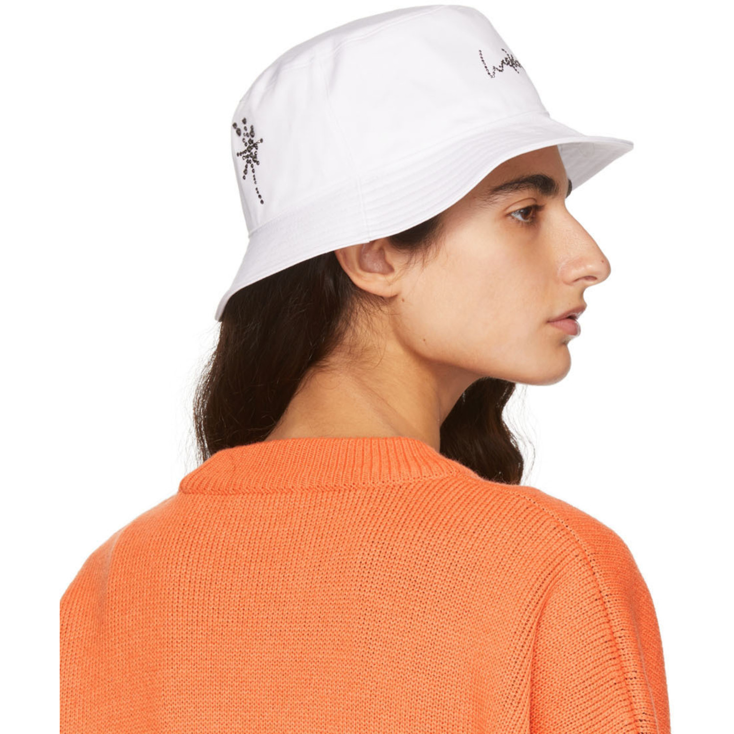  We11done White Hotfix Star Bucket Hat 