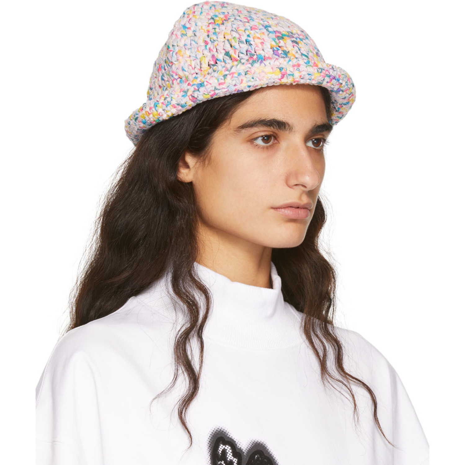  We11done Multicolor Crochet Logo Bucket Hat 