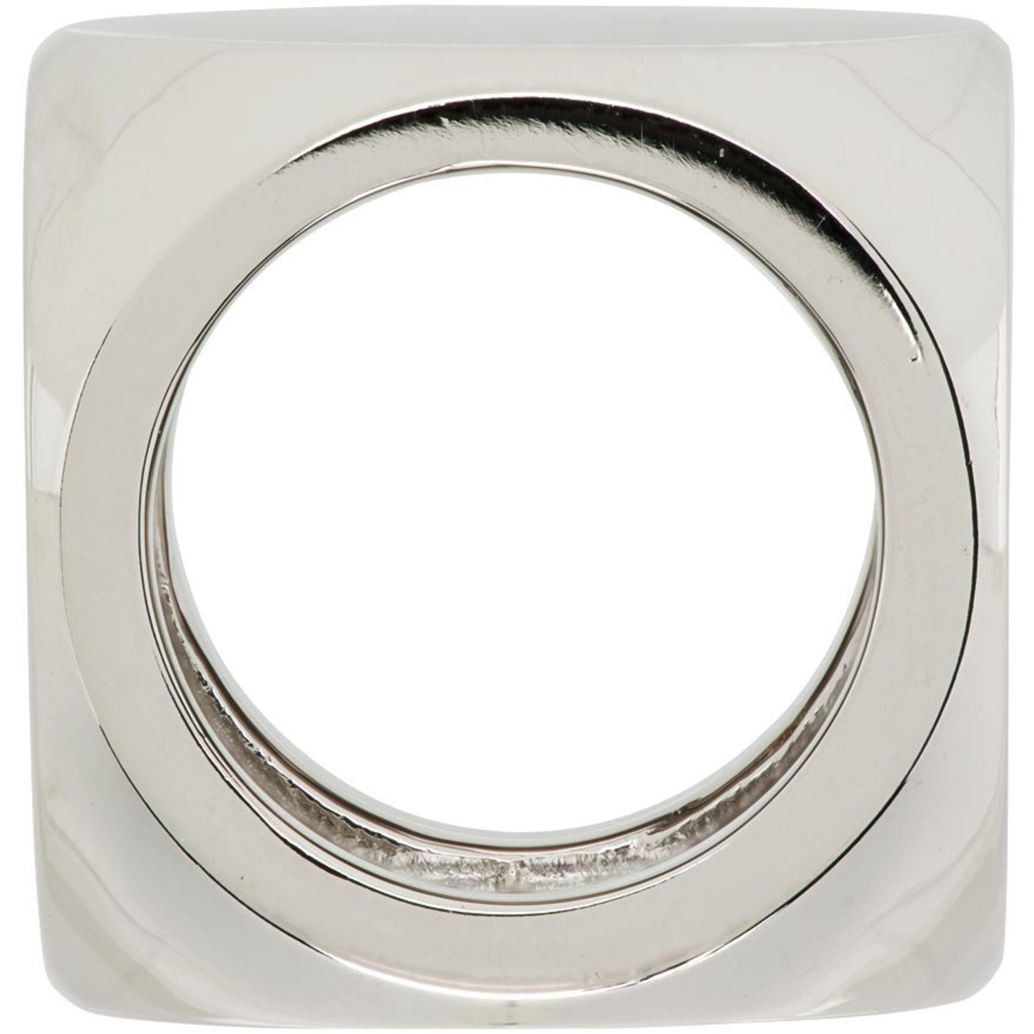  We11done Silver & White Logo Dice Ring 