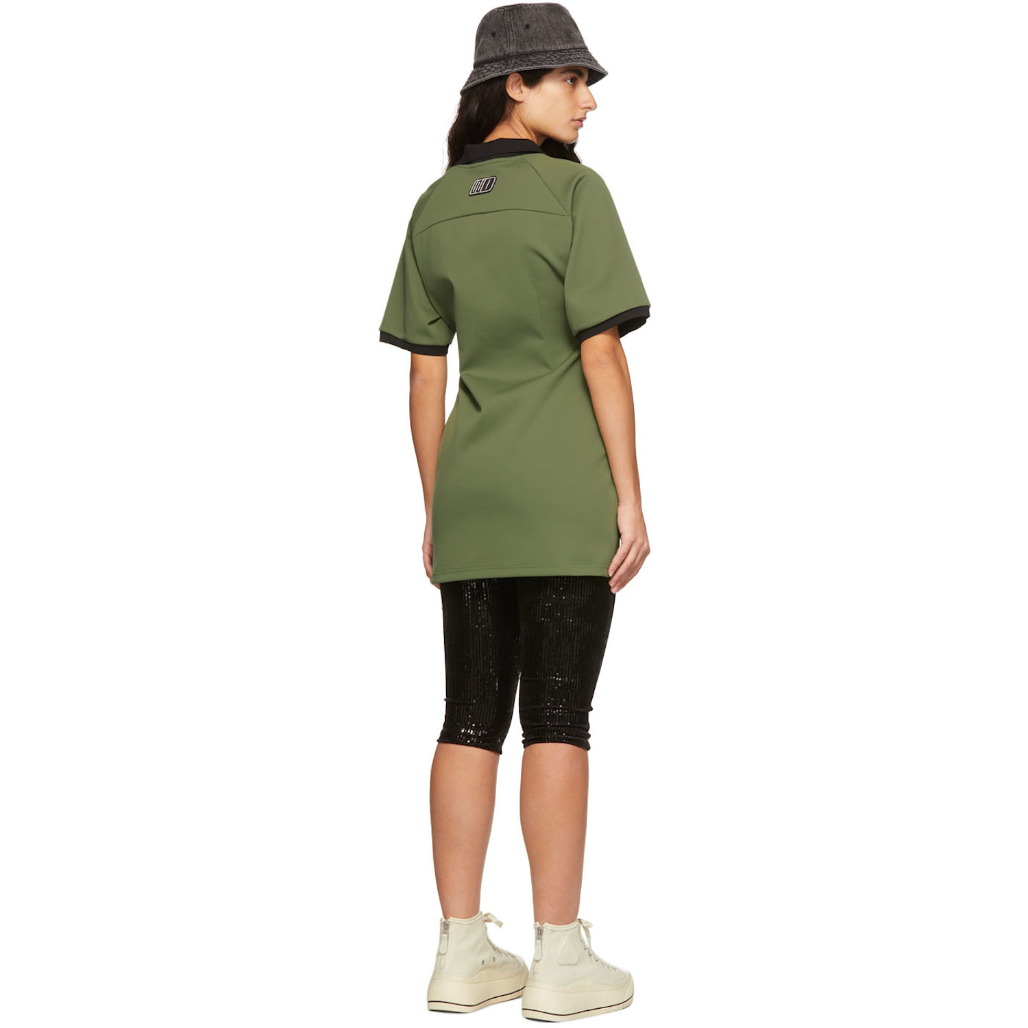  We11done Green Polyester Raglan Mini Dress 