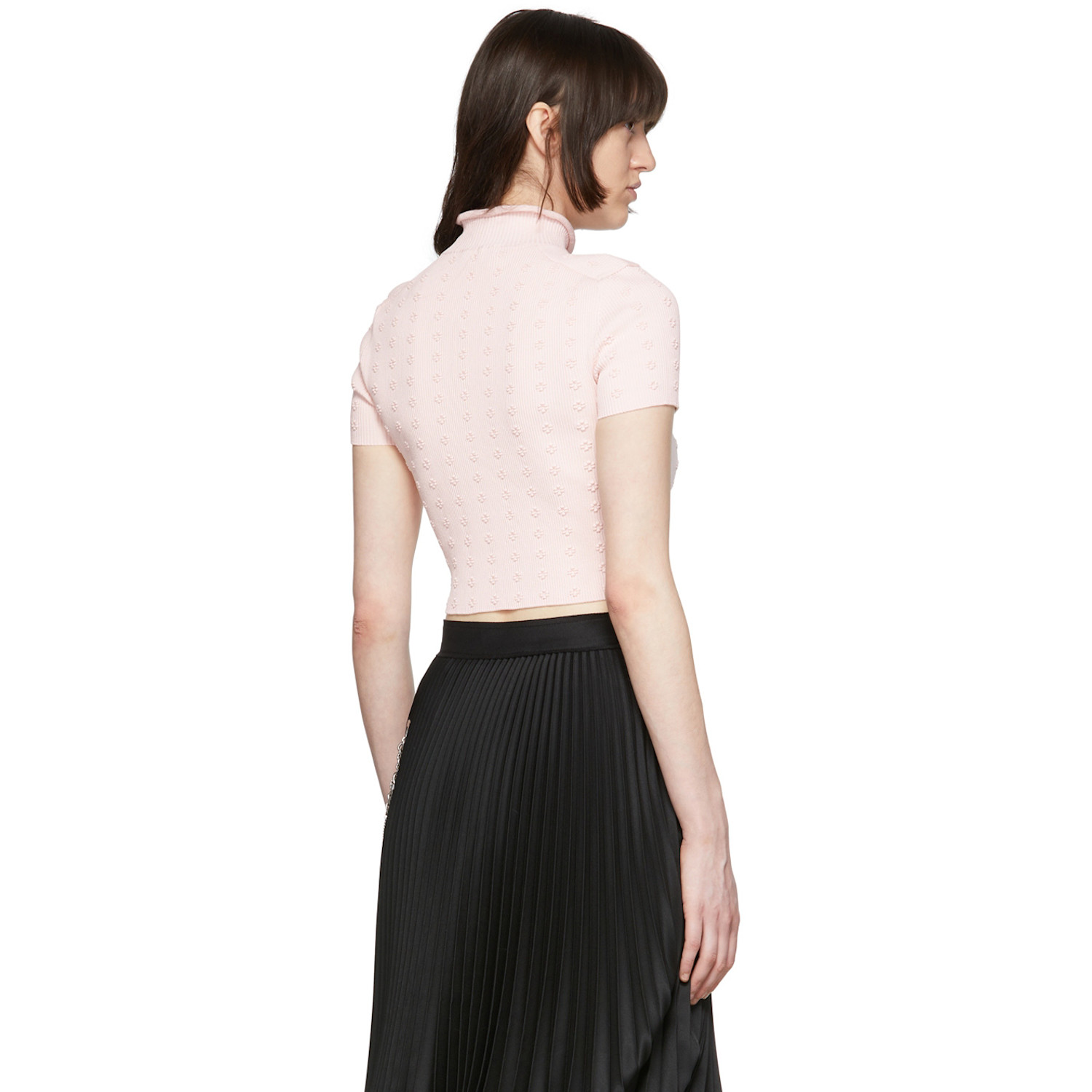  We11done Pink Rayon Short Sleeve Turtleneck 