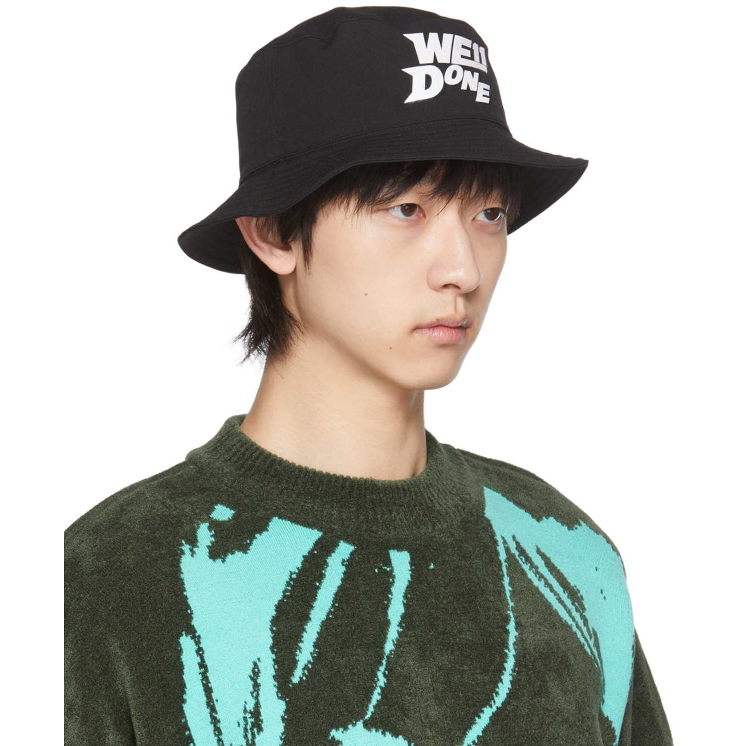 We11done Black Basic Logo Bucket Hat 
