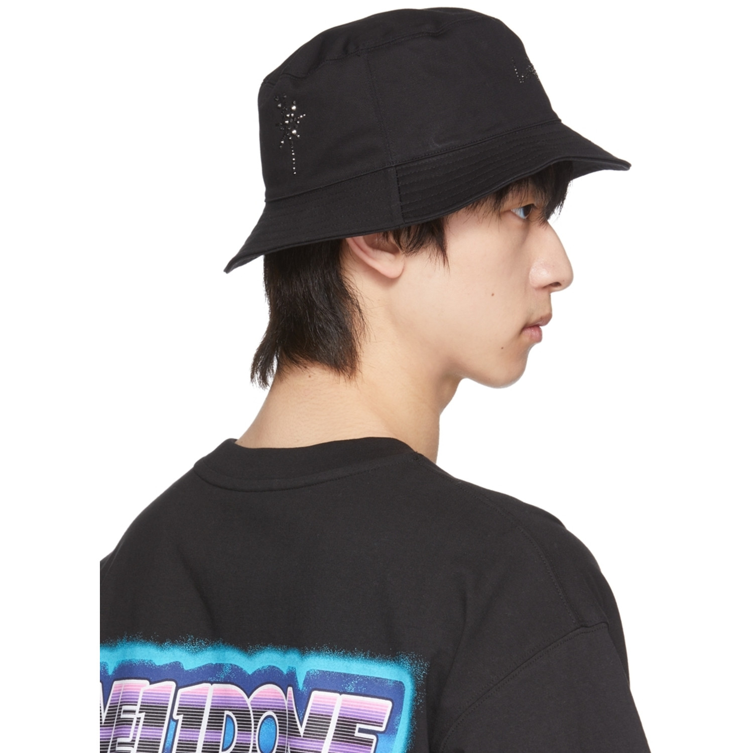  We11done Black Hotfix Star Bucket Hat 