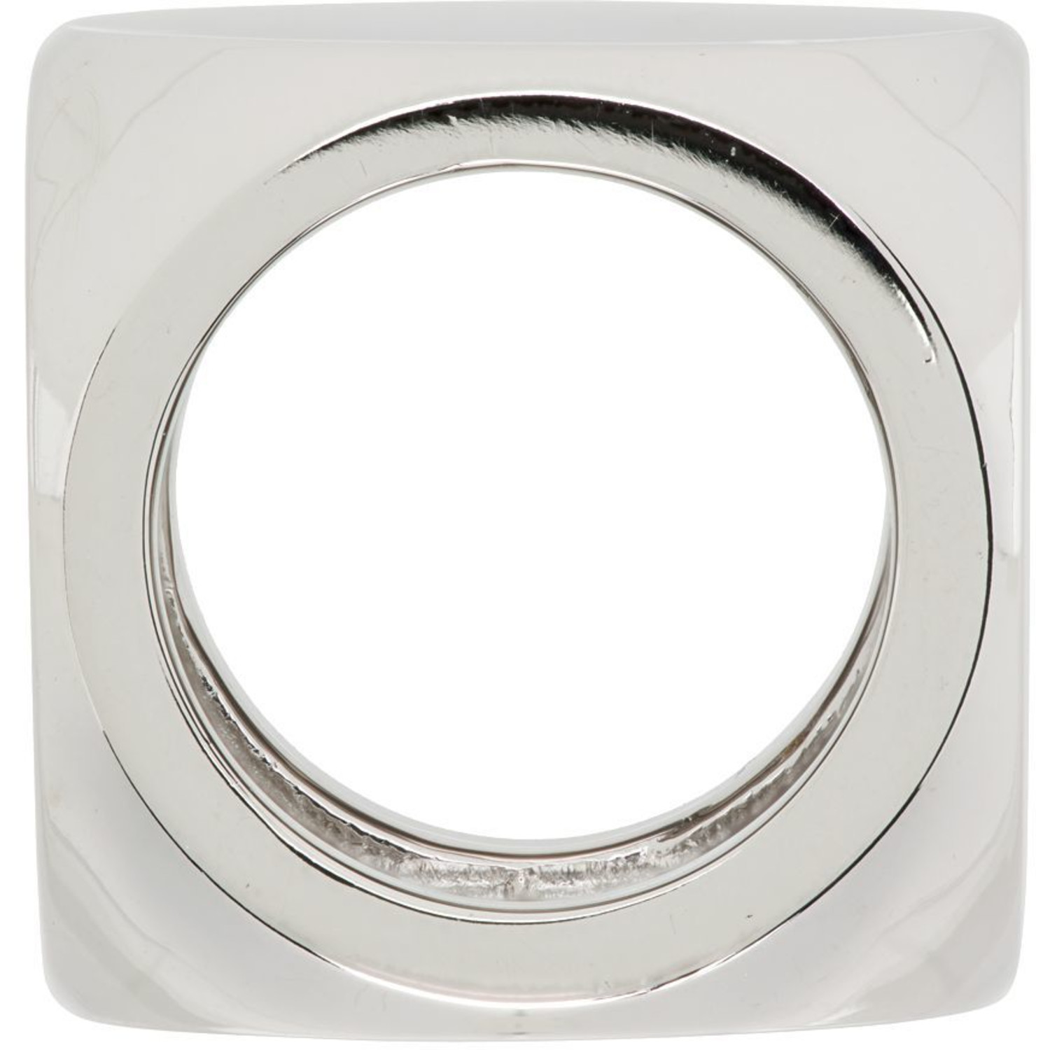  We11done Silver & White Logo Dice Ring 