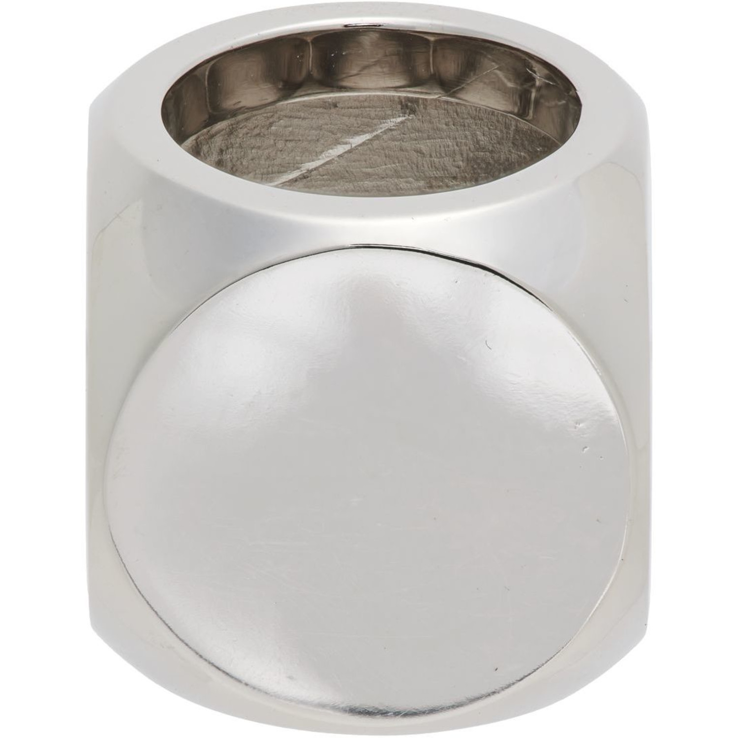  We11done Silver & White Logo Dice Ring 