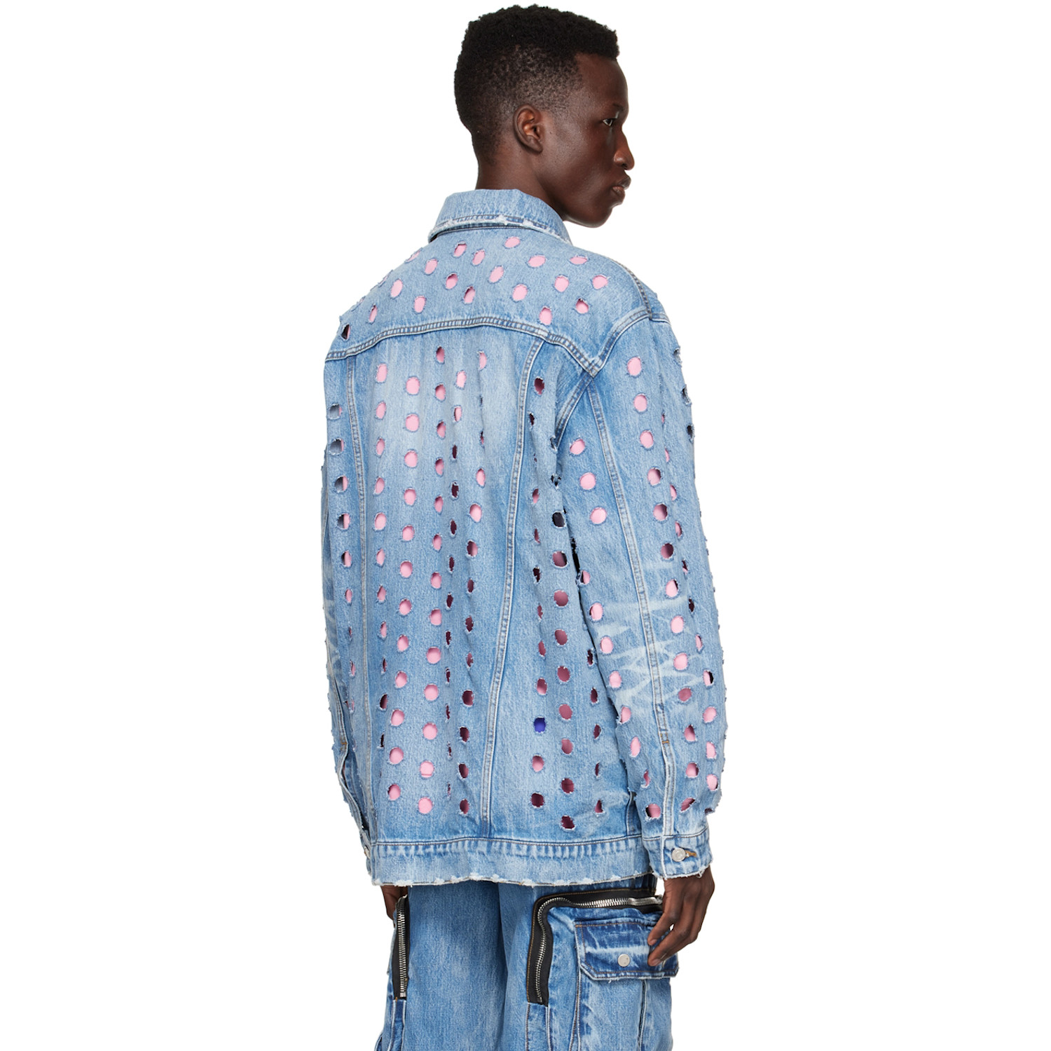  We11done Blue Logo Denim Jacket 