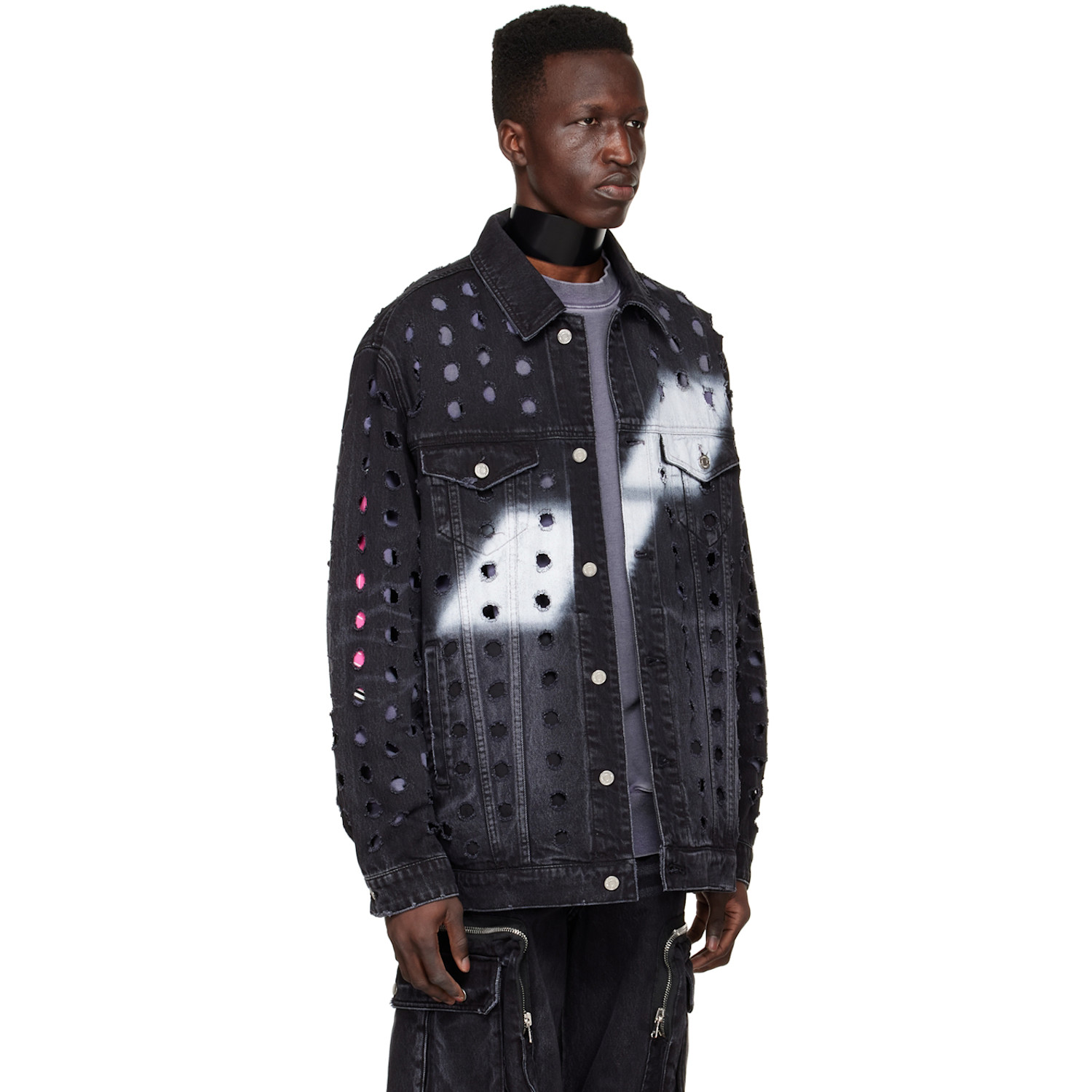  We11done Black Logo Denim Jacket 