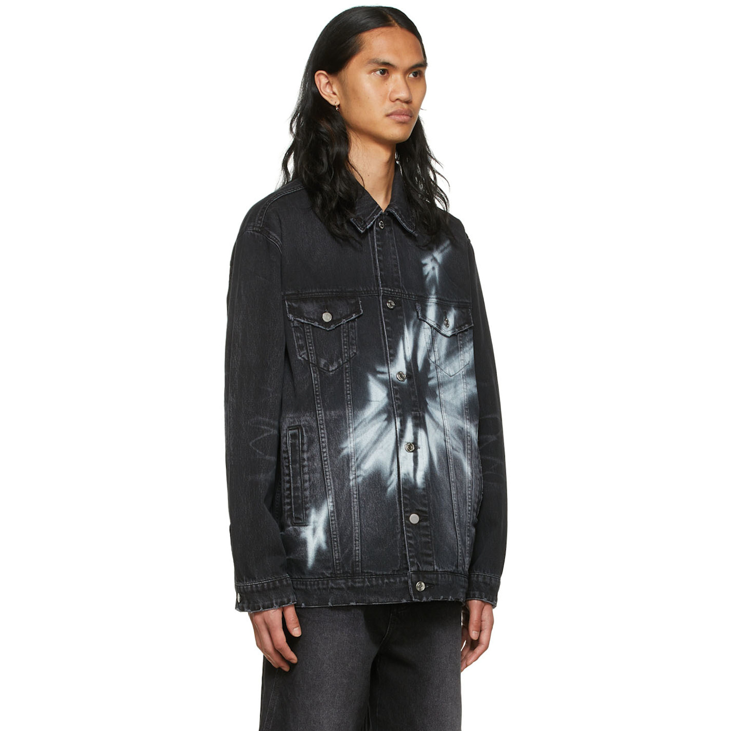  We11done Black Graphic Denim Jacket 
