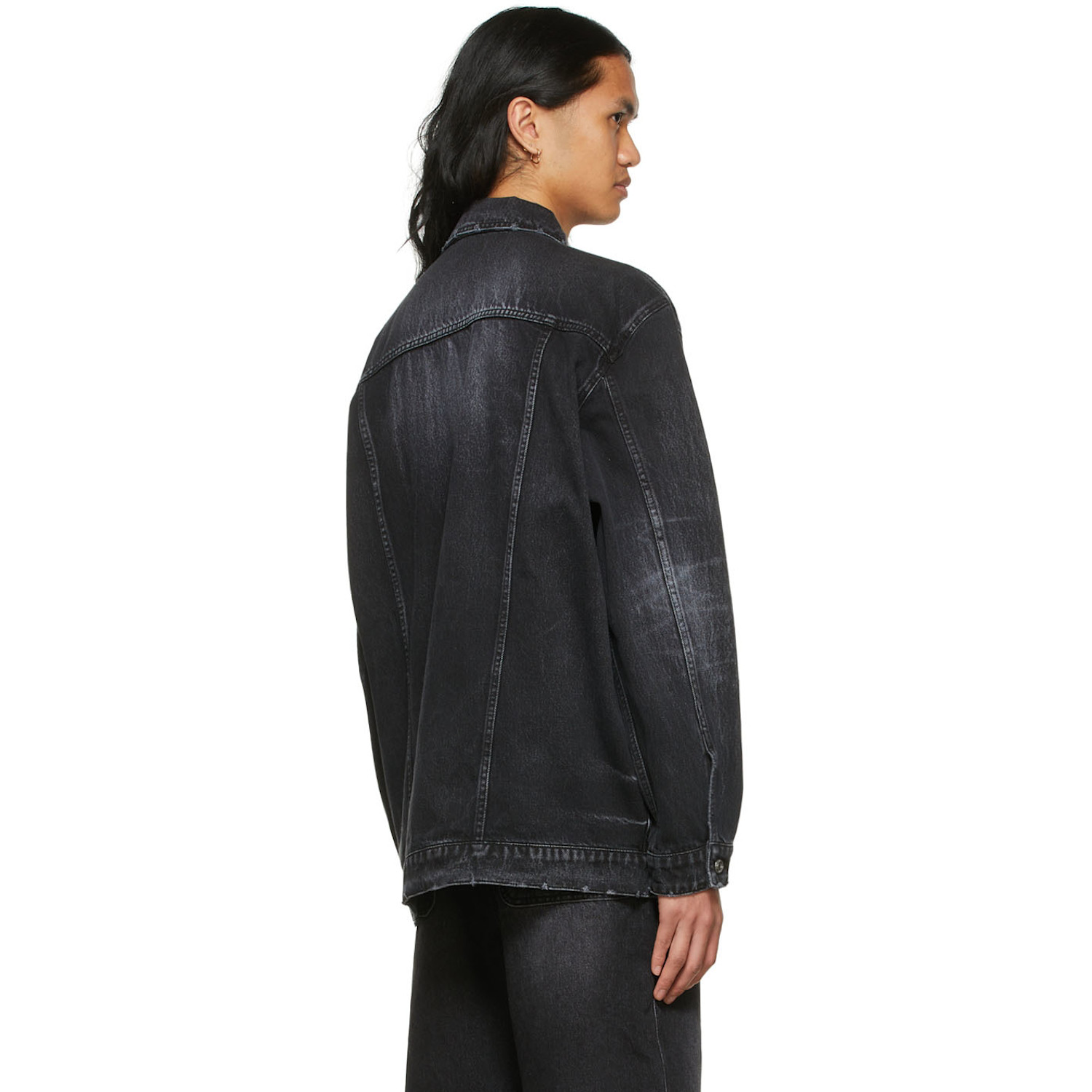  We11done Black Graphic Denim Jacket 
