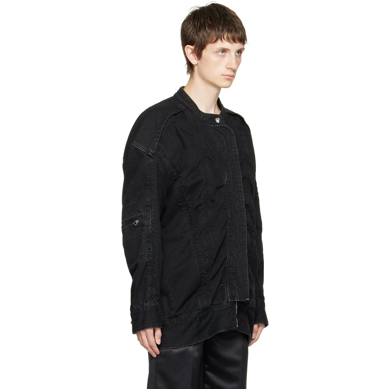  We11done Black Bomber Denim Jacket 