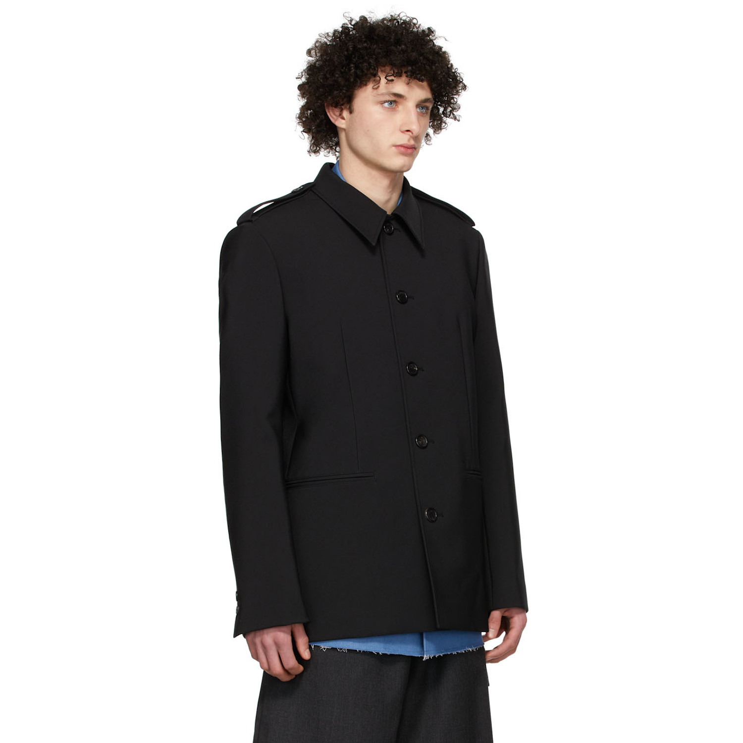  We11done Black Regular Collar Jacket 