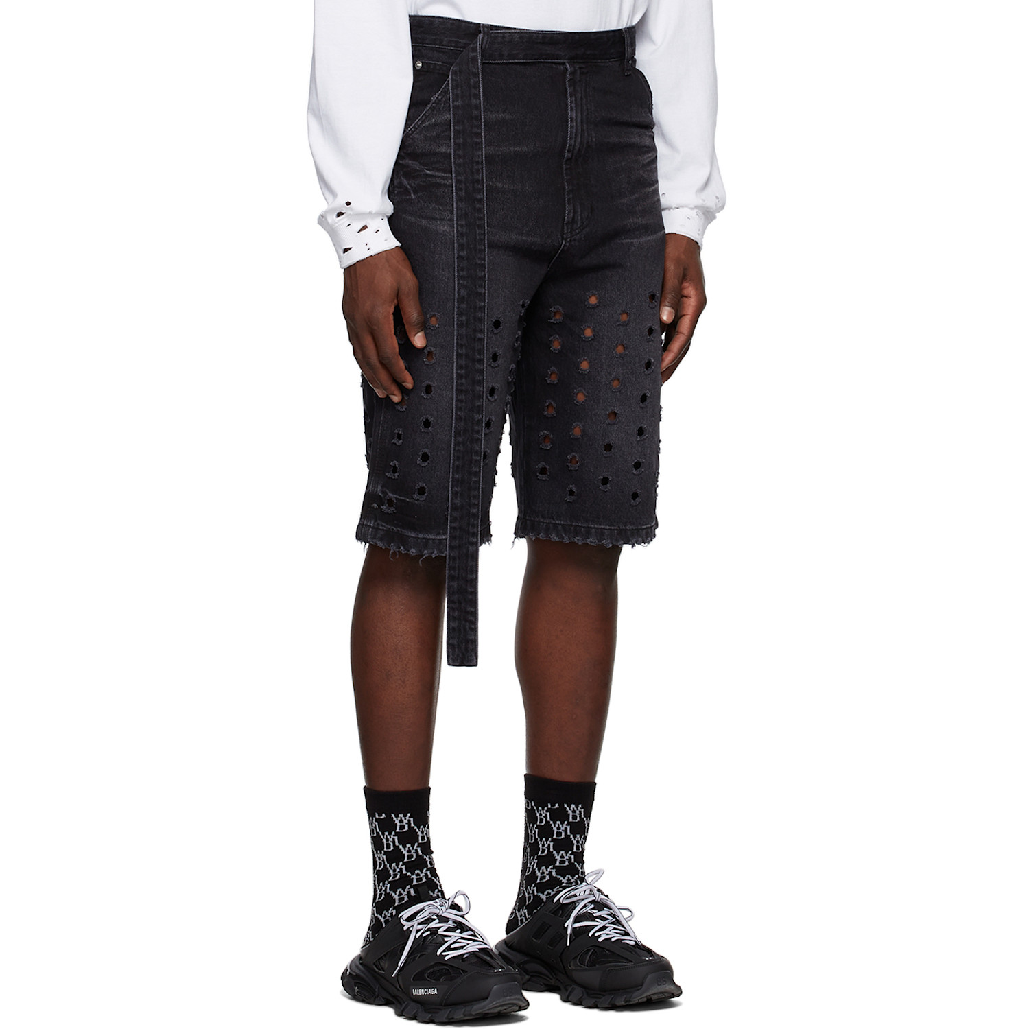  We11done Black Denim Shorts 