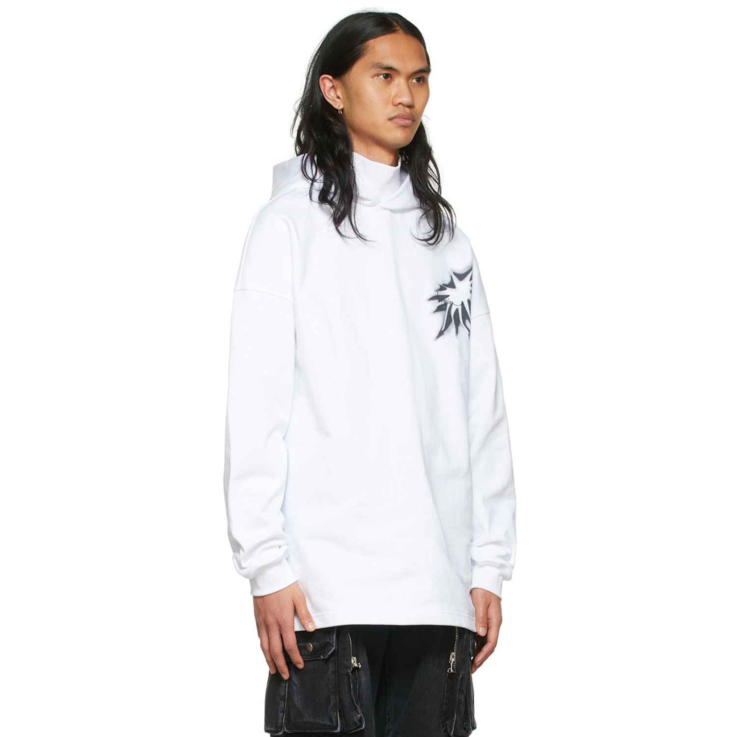  We11done White Cotton Hoodie 