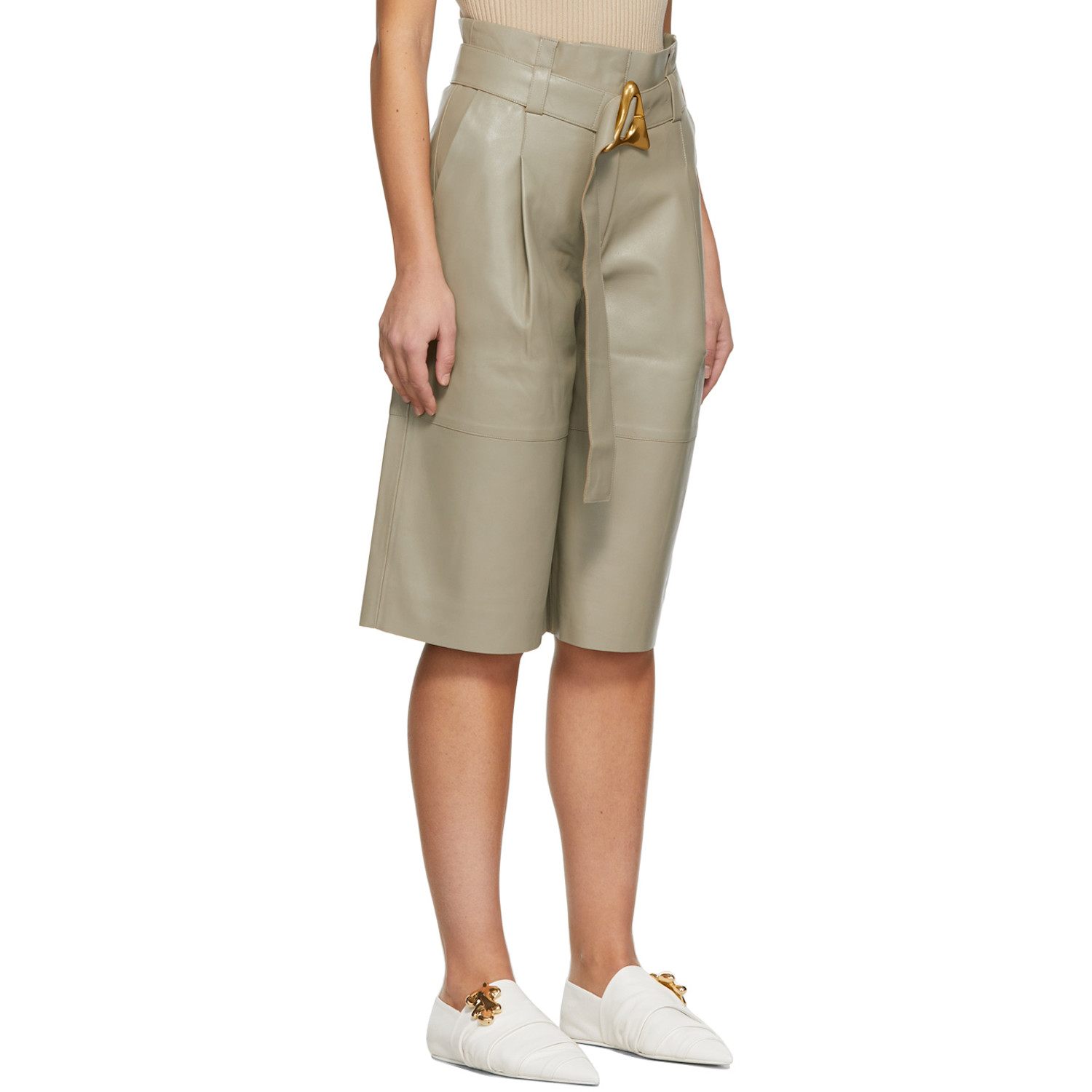  Aeron Khaki Leather Carson Shorts 