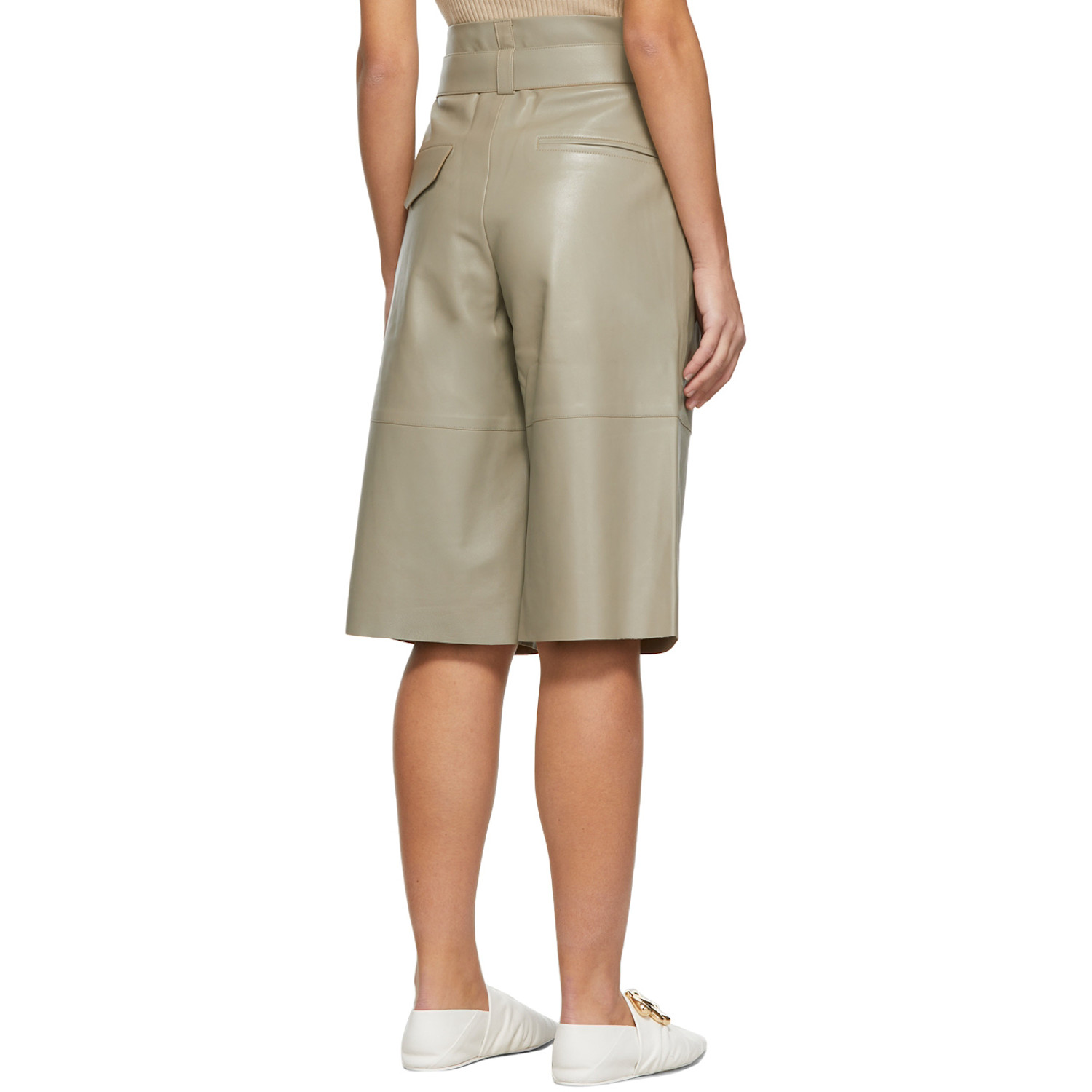  Aeron Khaki Leather Carson Shorts 