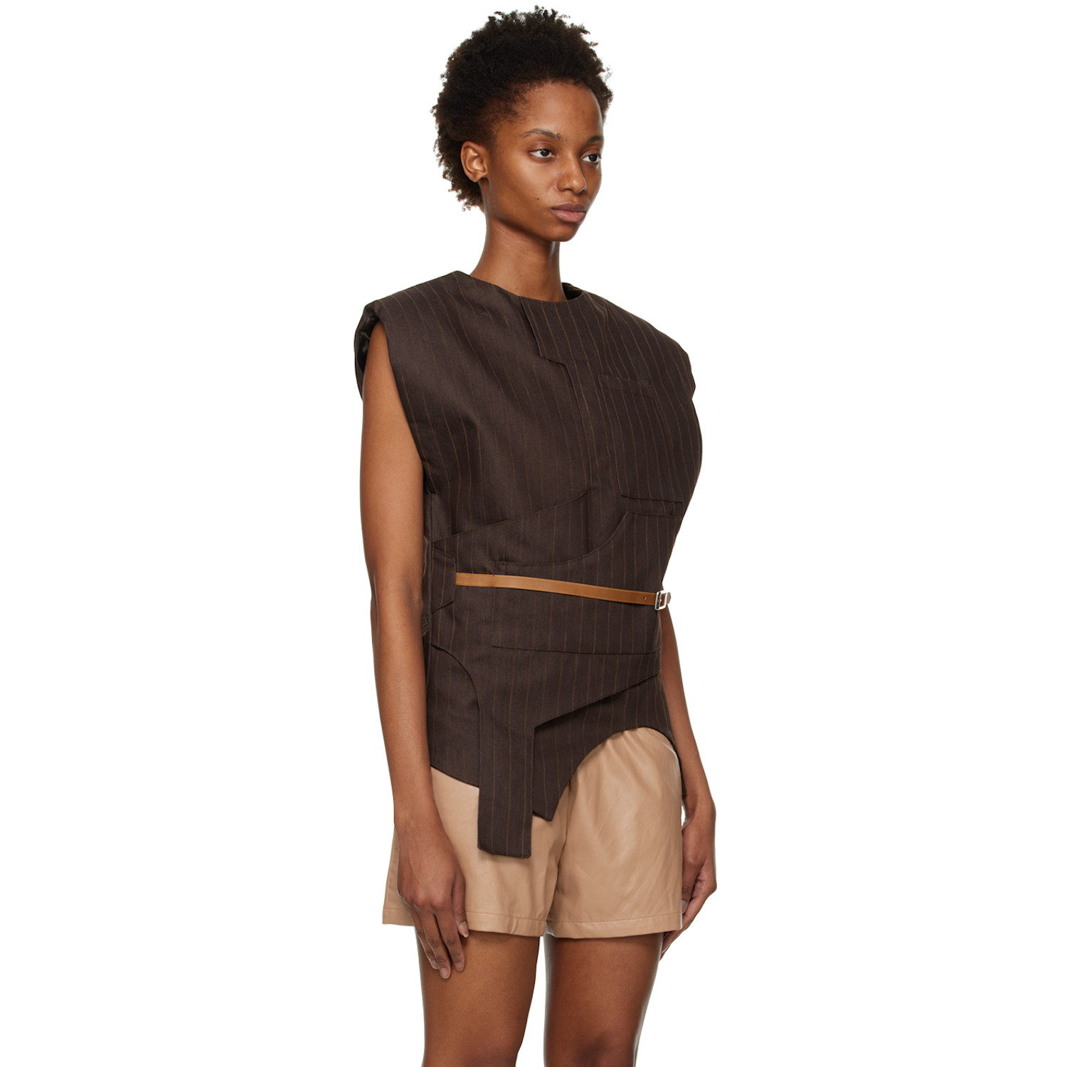 Luar Brown Paneled Tank Top 