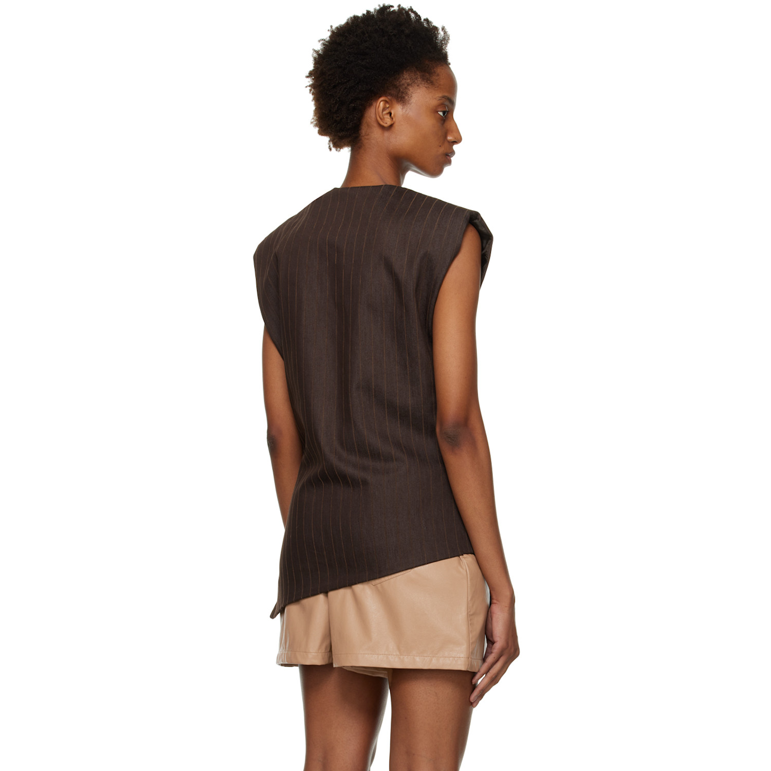  Luar Brown Paneled Tank Top 