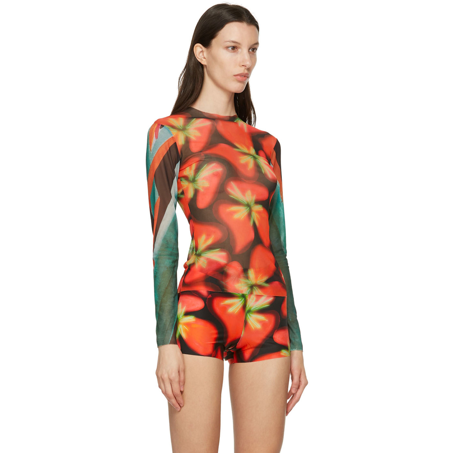  Louisa Ballou Multicolor Long Sleeve Mesh Top 