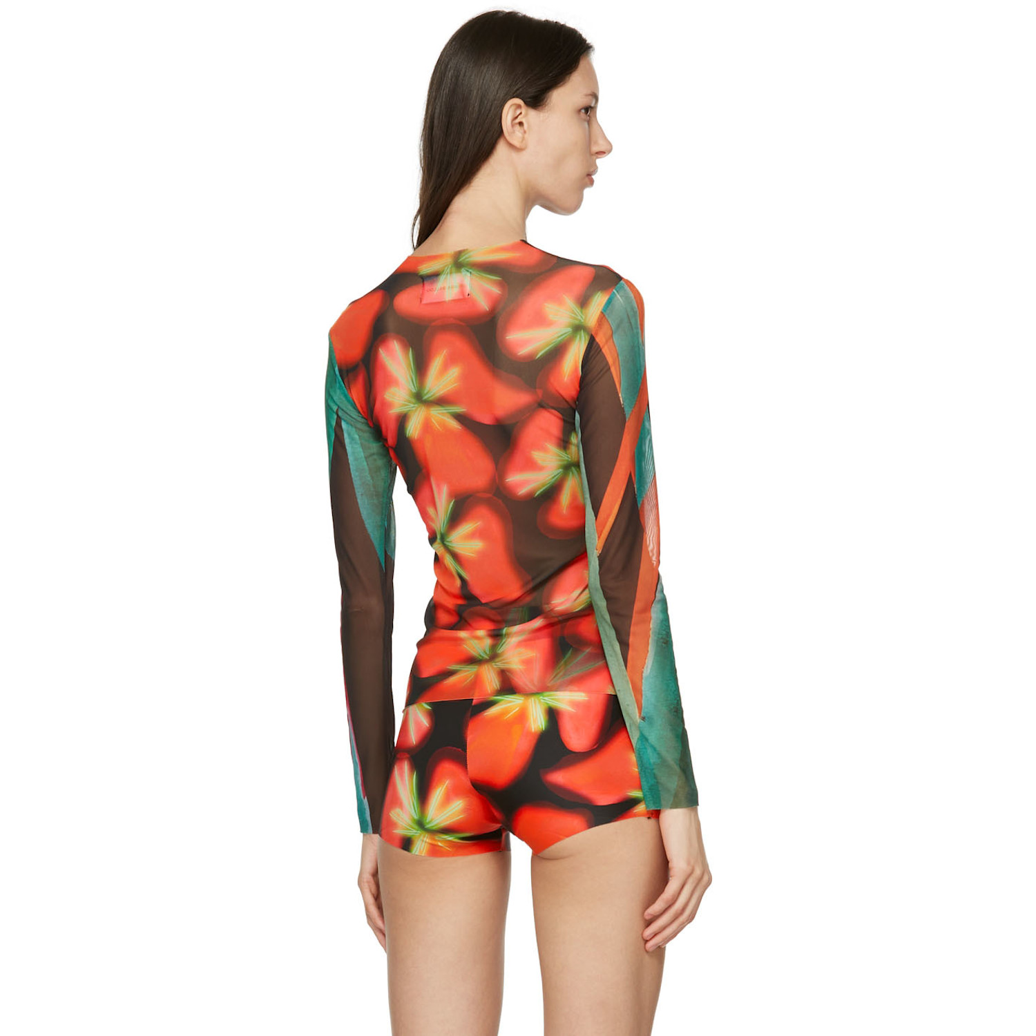 Louisa Ballou Multicolor Long Sleeve Mesh Top 