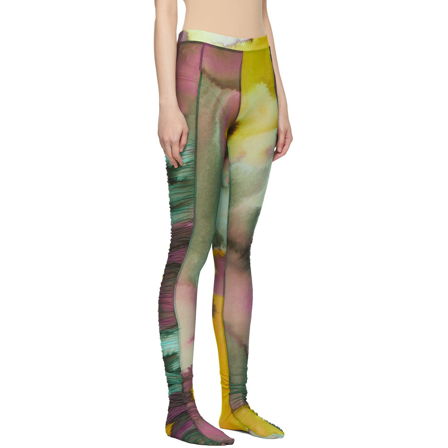  Dries Van Noten Yellow Ruffled Tights 