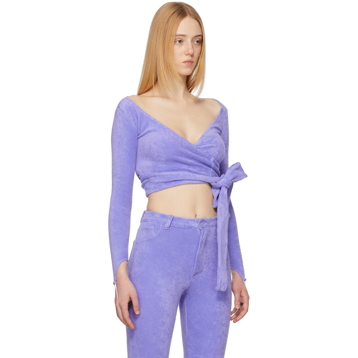  Maisie Wilen Purple Terrycloth Dramady Cardigan 