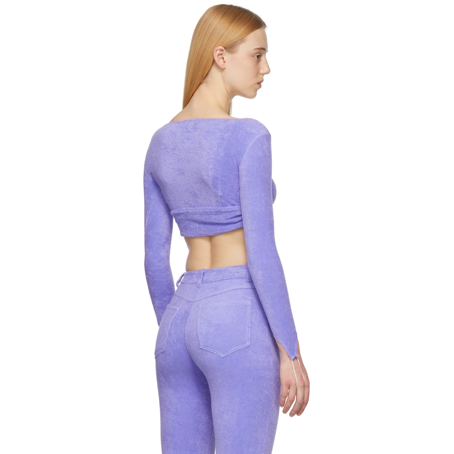  Maisie Wilen Purple Terrycloth Dramady Cardigan 