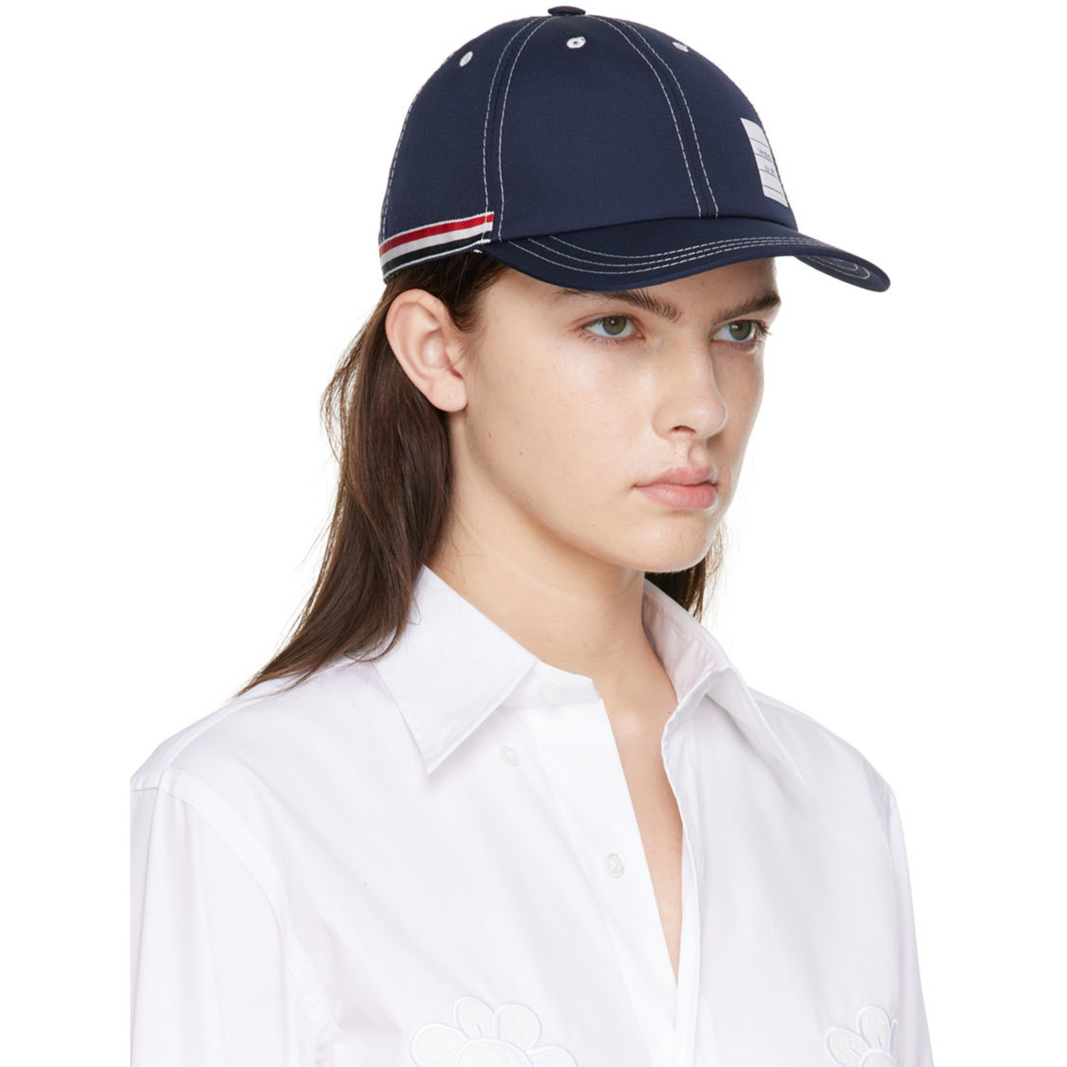  Thom Browne Navy Contrast Stitch Baseball Cap 