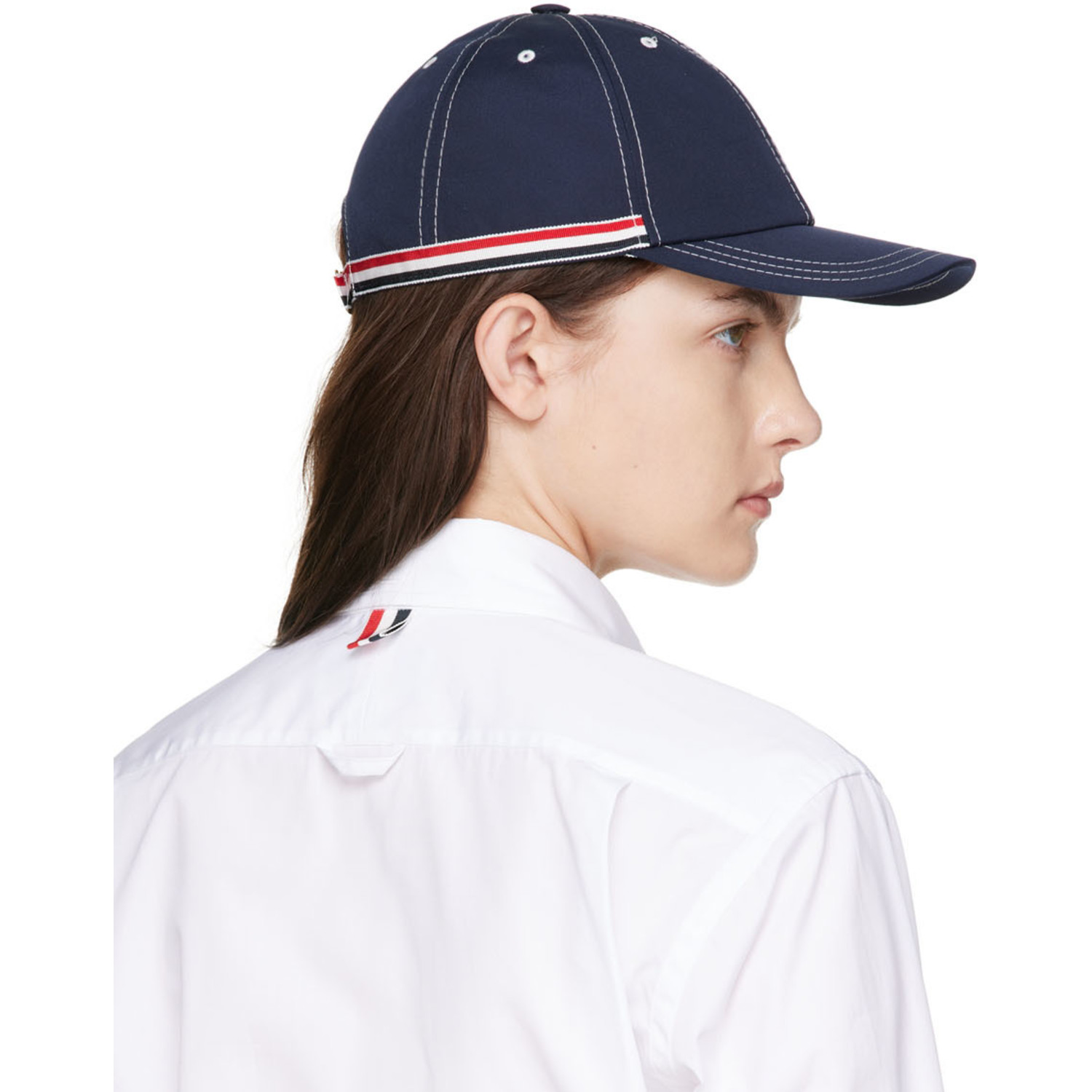 Thom Browne Navy Contrast Stitch Baseball Cap 