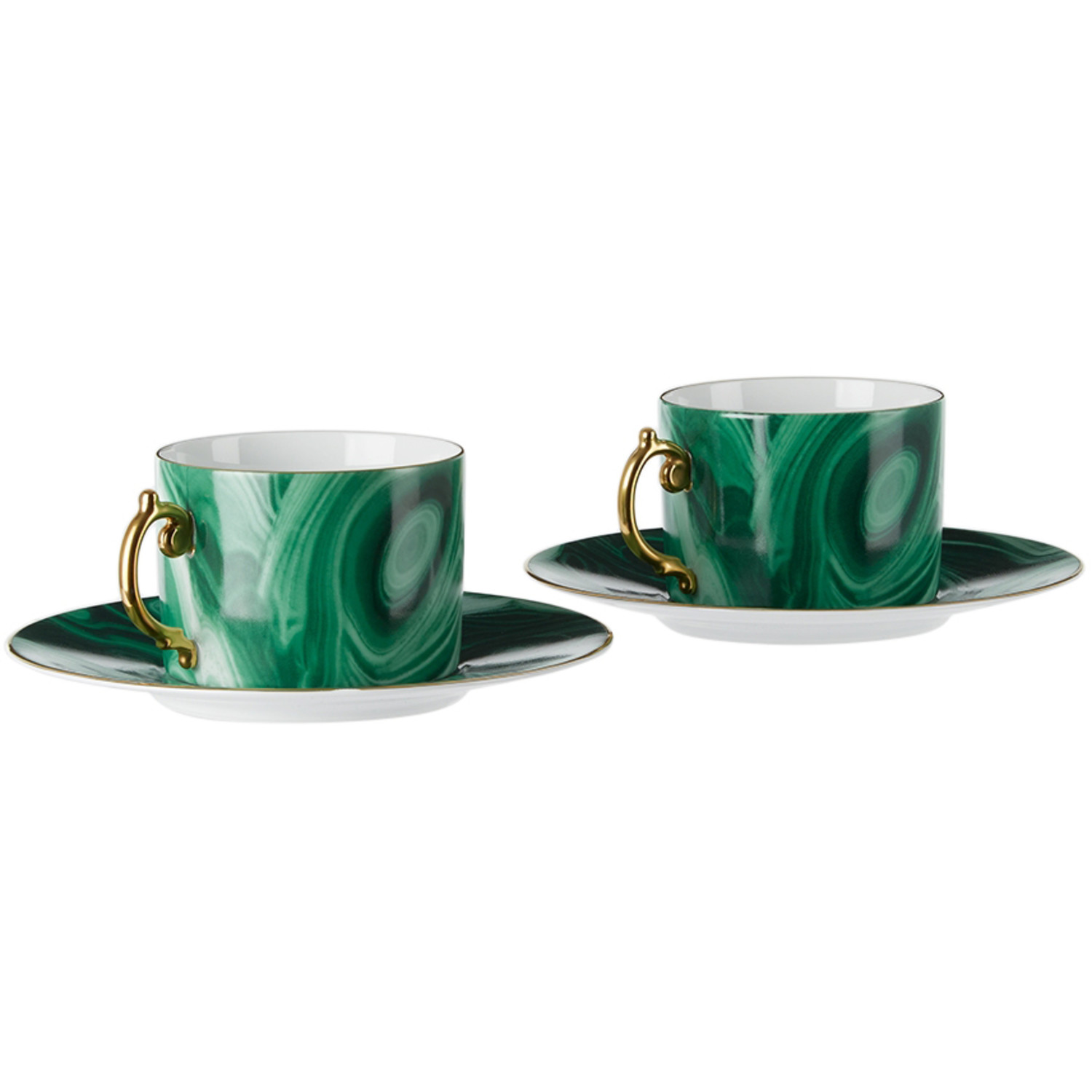 L'objet Green Malachite Tea Cup & Saucer Set, 8 Oz 