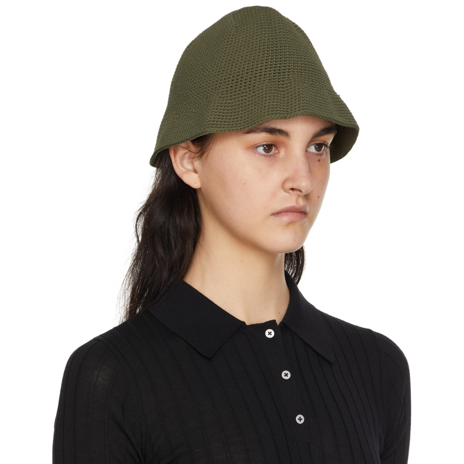  Dion Lee Khaki Crochet Beach Hat 