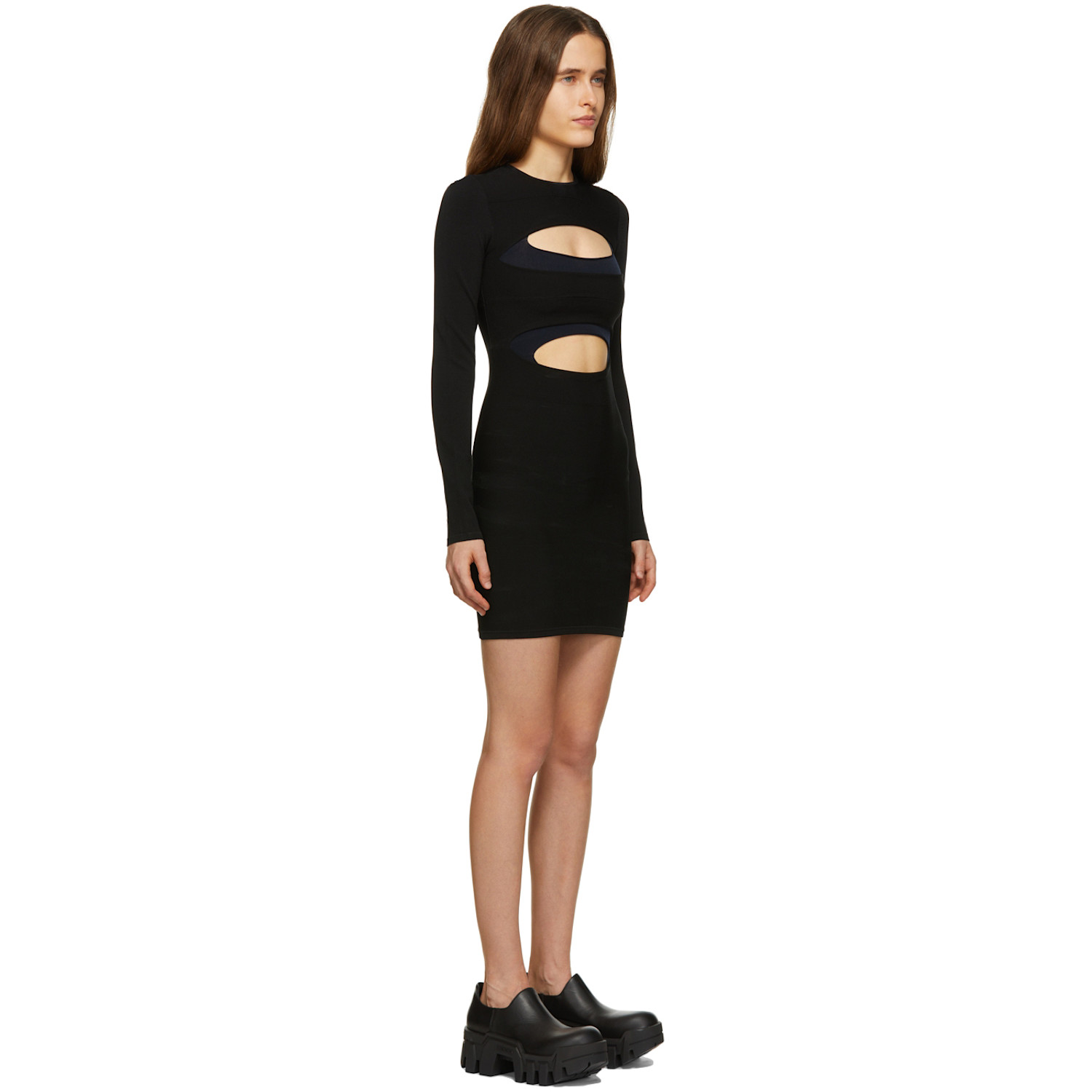  Dion Lee Black & Navy Double Hosiery Mini Dress 