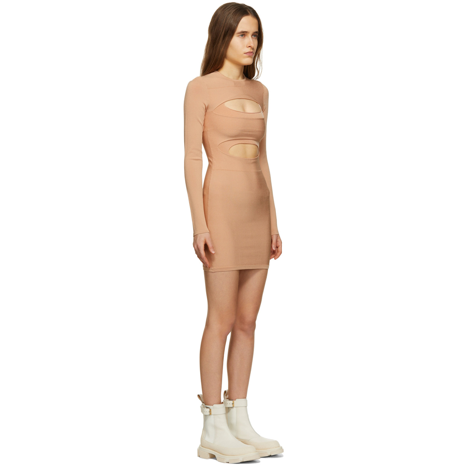  Dion Lee Tan Double Hosiery Mini Dress 