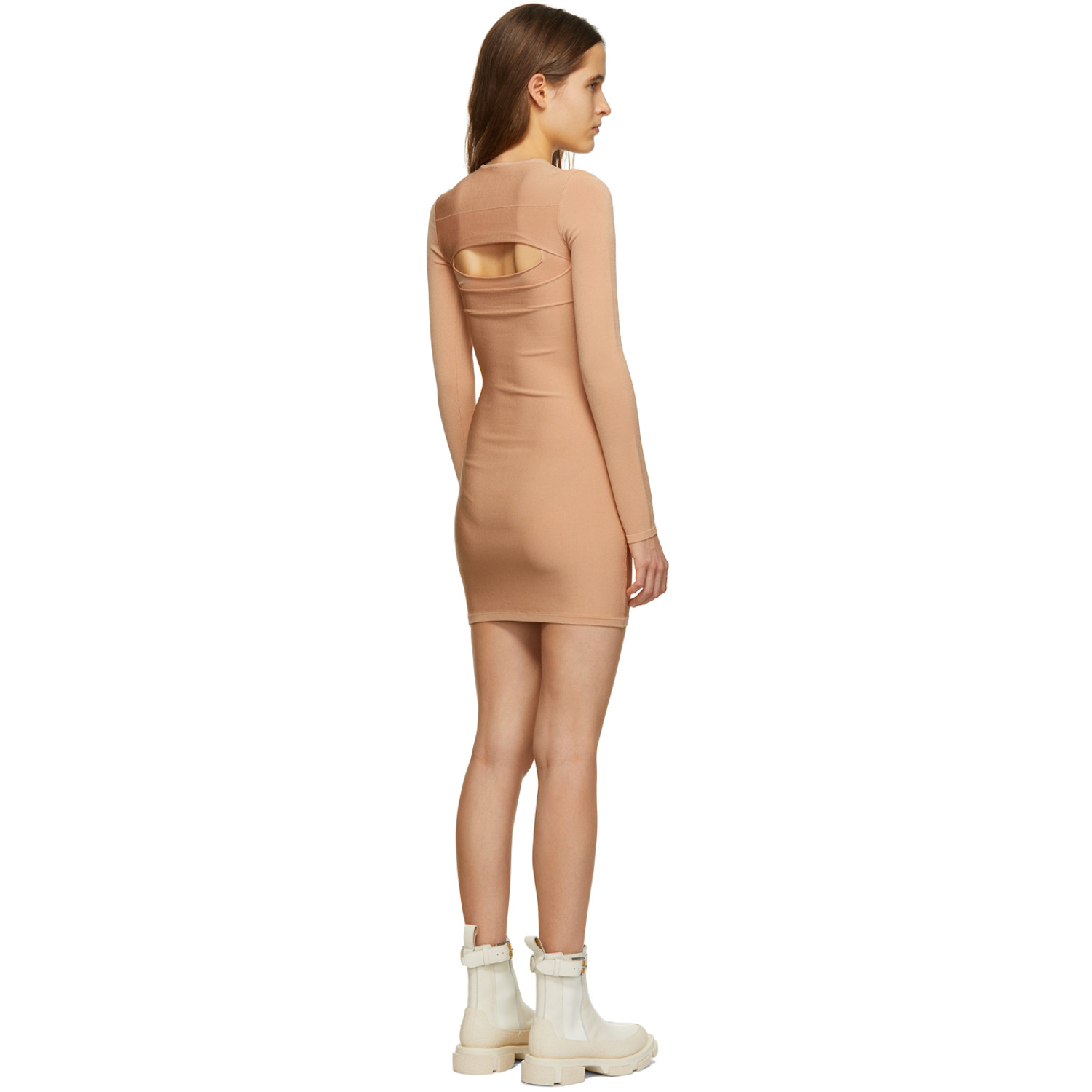  Dion Lee Tan Double Hosiery Mini Dress 