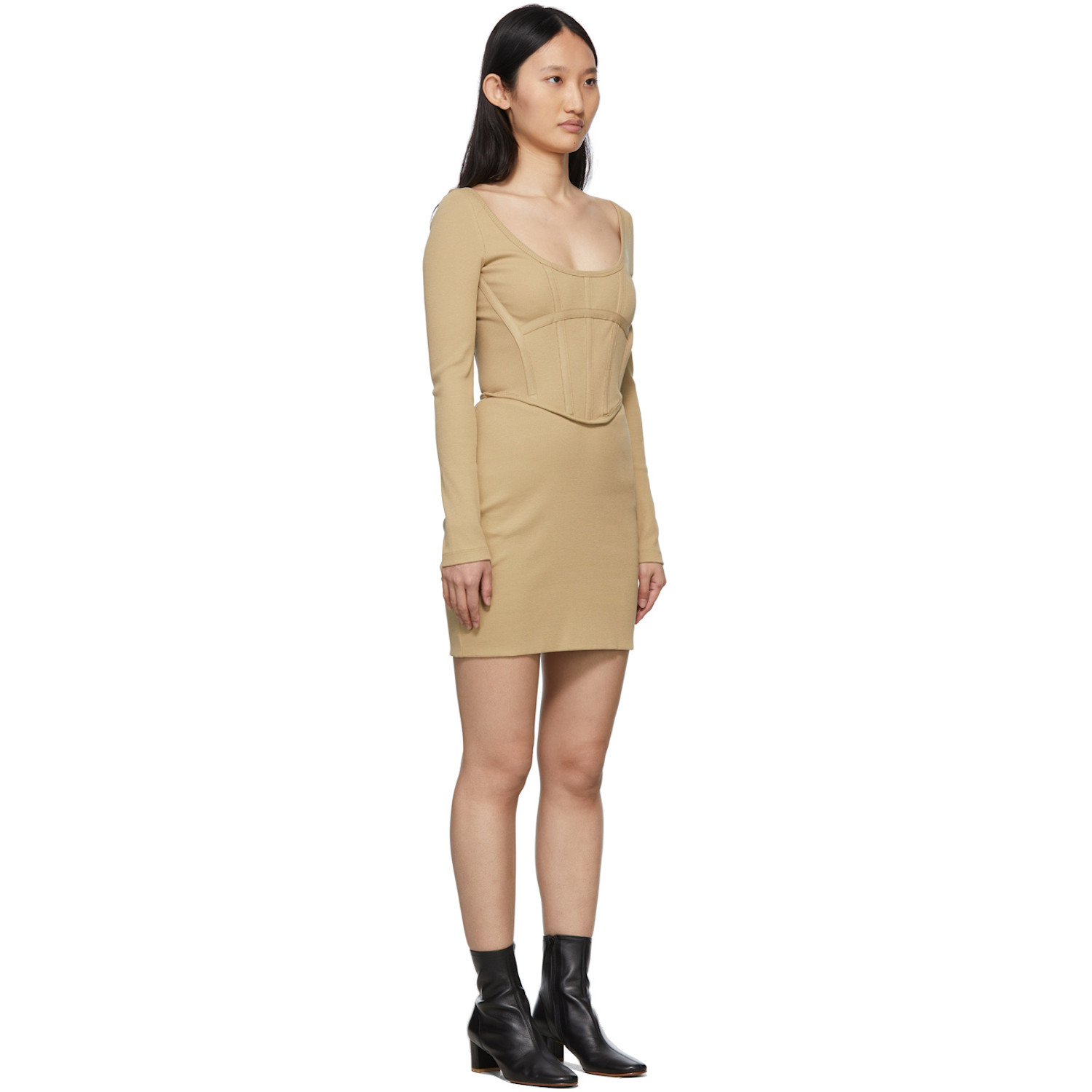  Dion Lee Ssense Exclusive Tan Rib Corset Mini Dress 