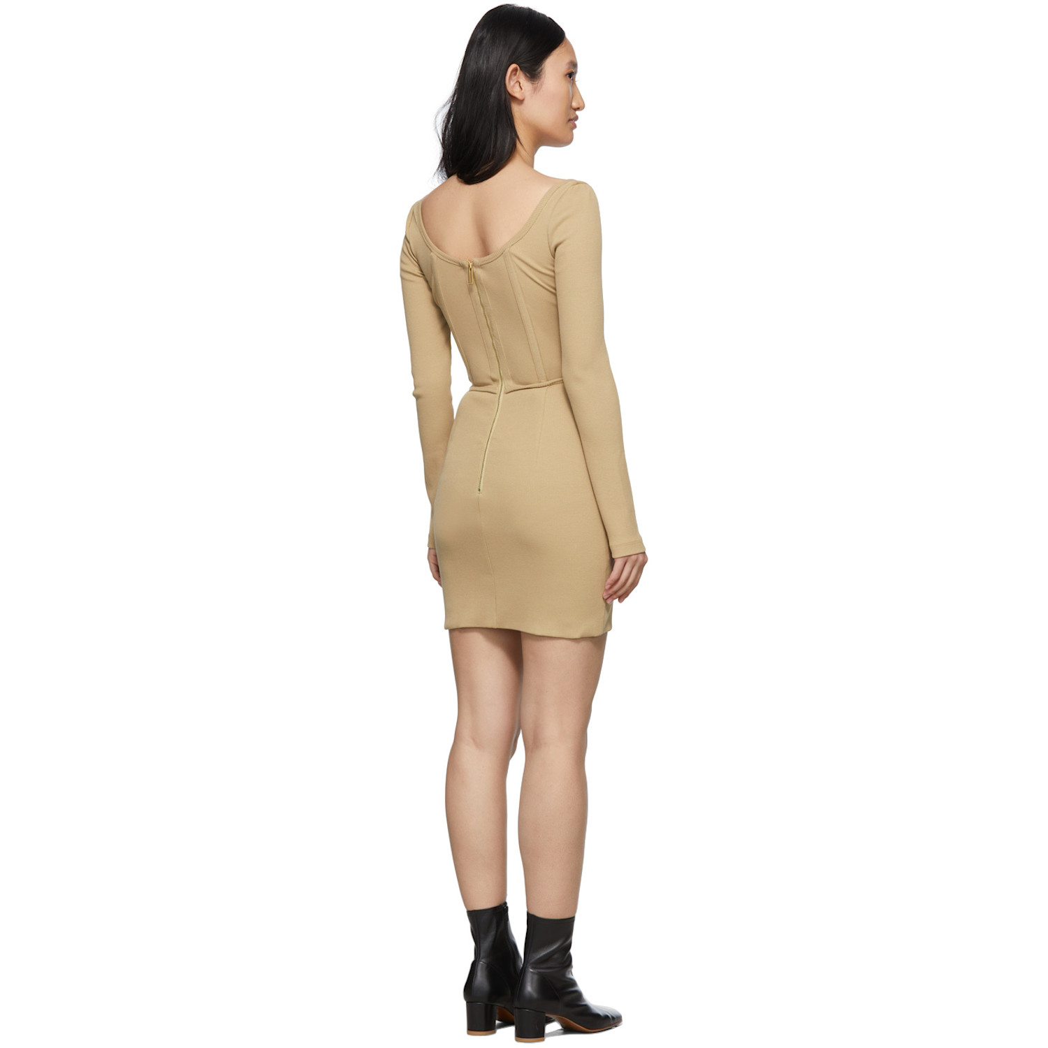  Dion Lee Ssense Exclusive Tan Rib Corset Mini Dress 