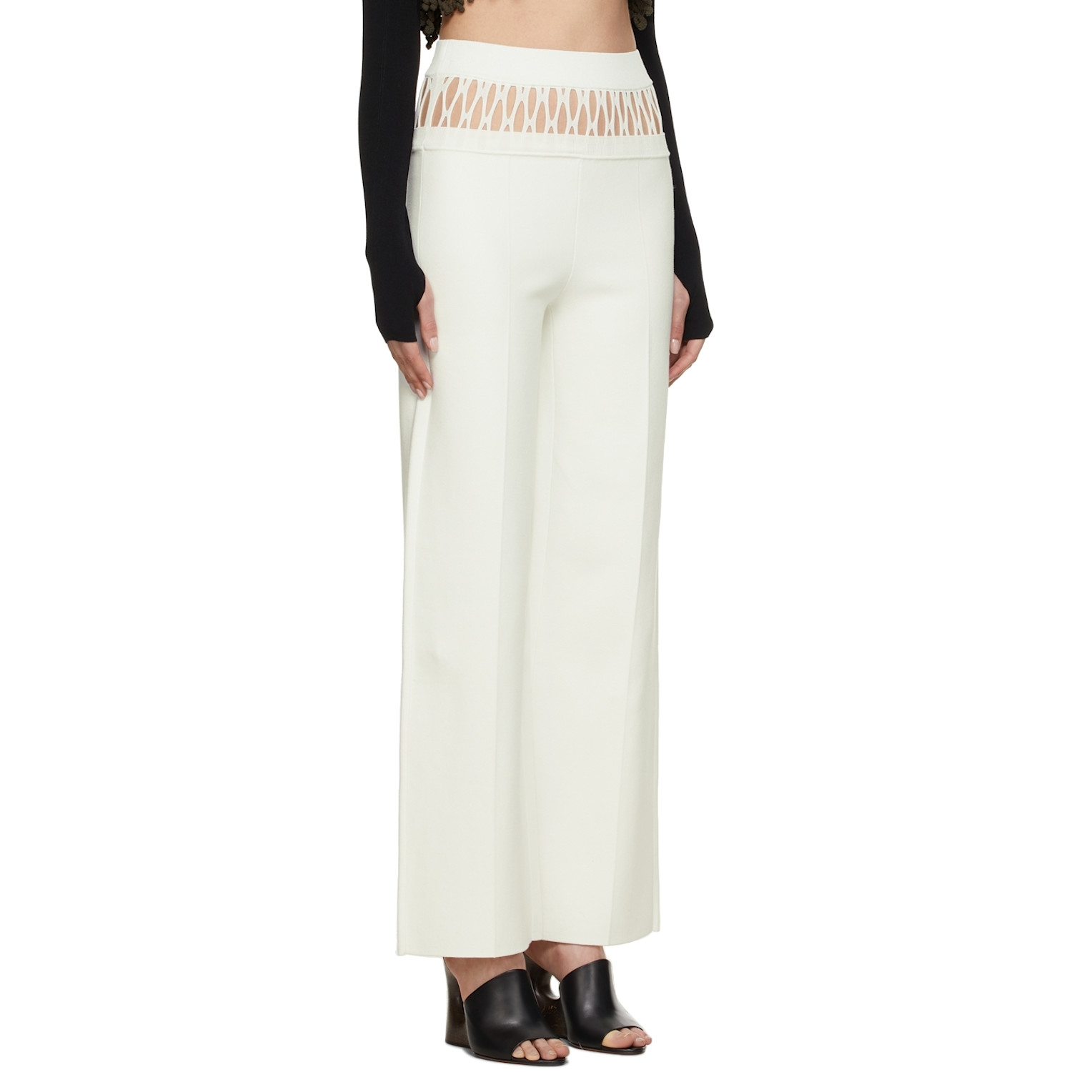  Dion Lee White Fishnet Tailored Trousers 