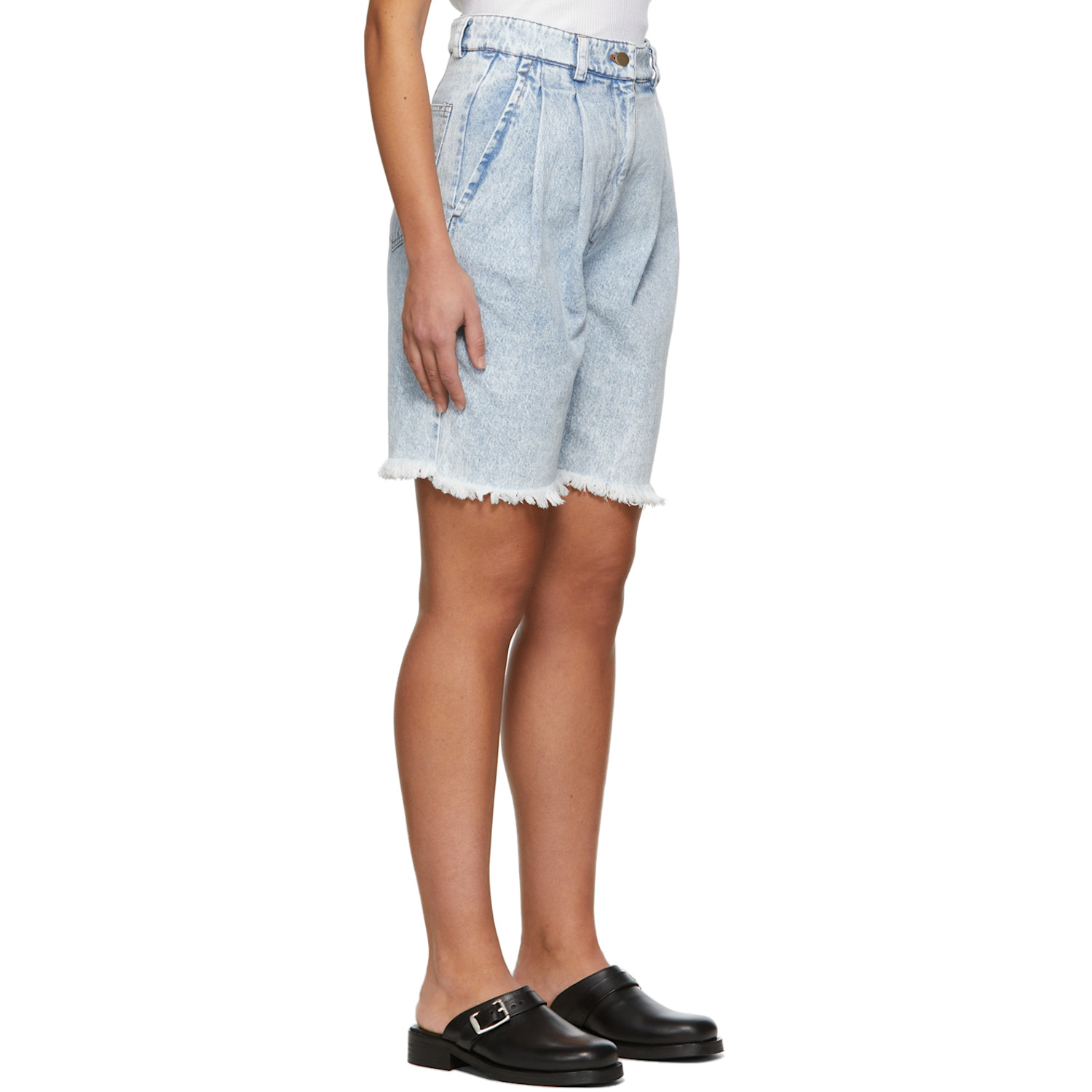 Tanner Fletcher Blue Denim Pleated Rhonda Shorts 