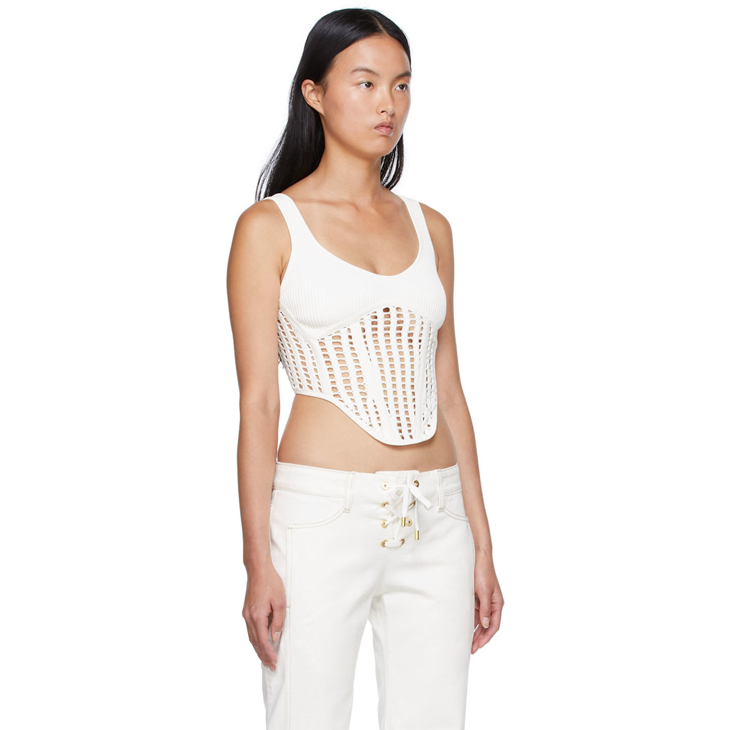 Dion Lee White Recycled Viscose Tank Top 